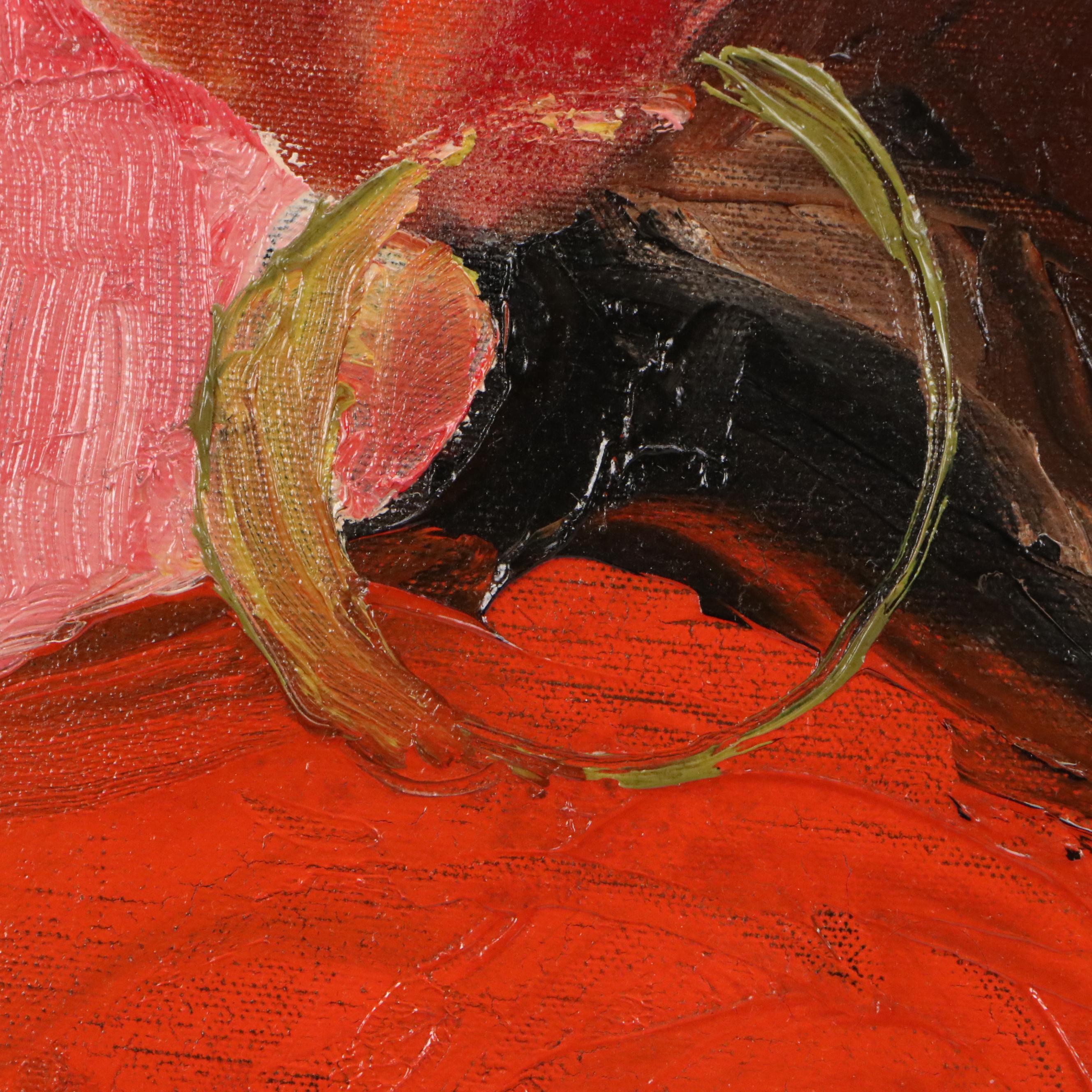 Herbert Barnett Oil Portrait of Woman in Headwrap, Mid-20th Century