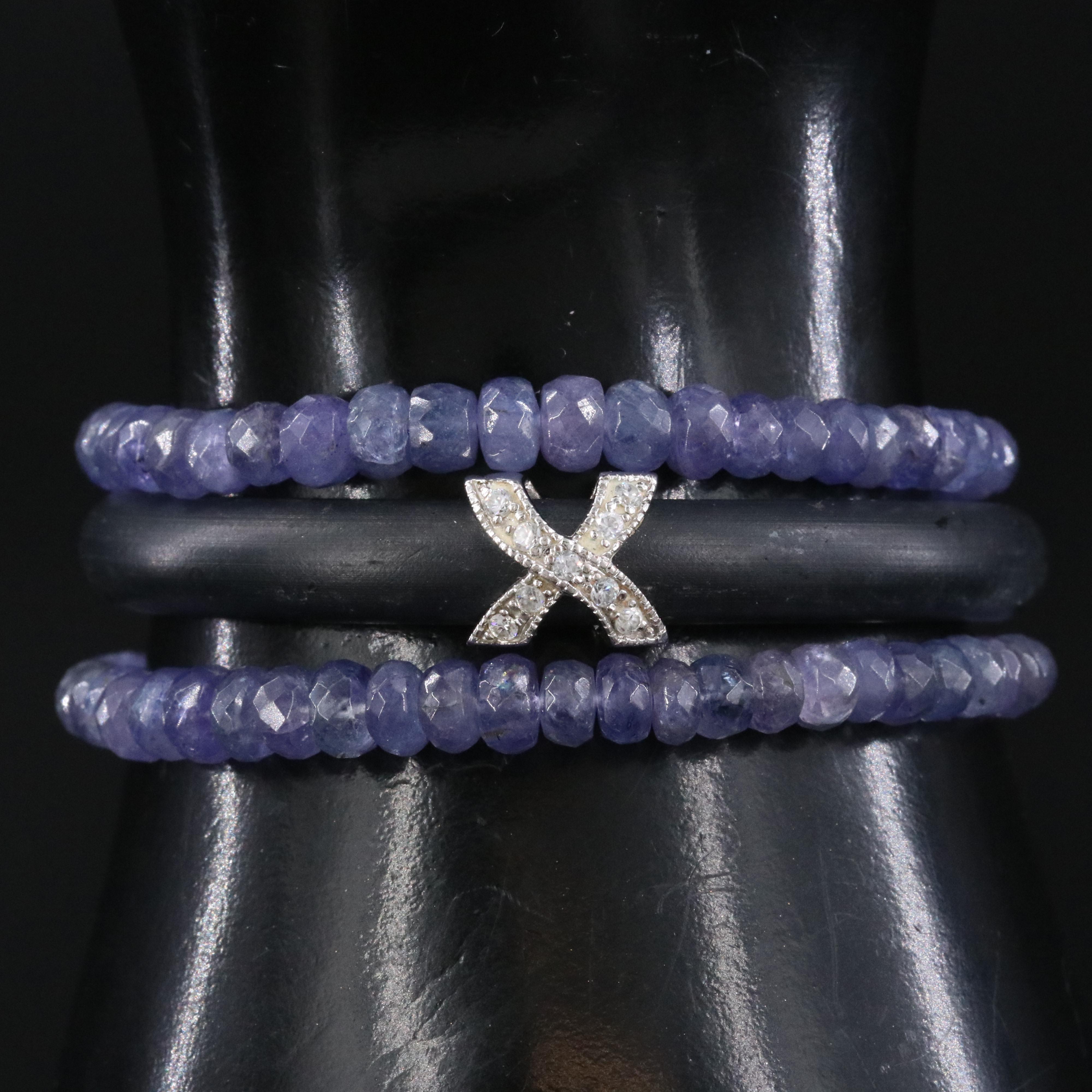 Iolite and CZ Bracelets with Sterling