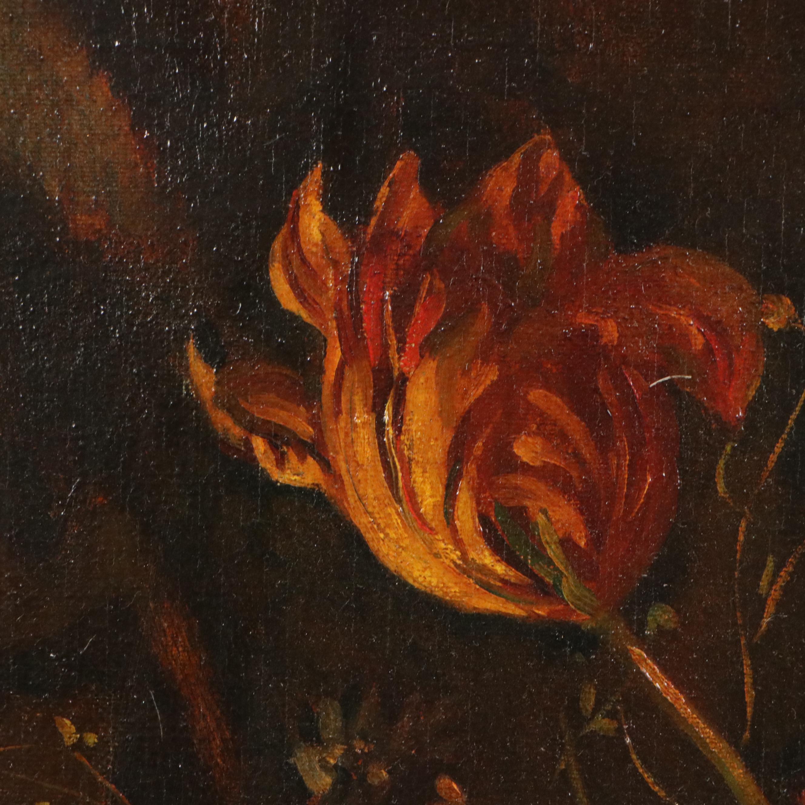 Jane Kilham Dutch Style Floral Still Life Oil Painting, Early 20th Century