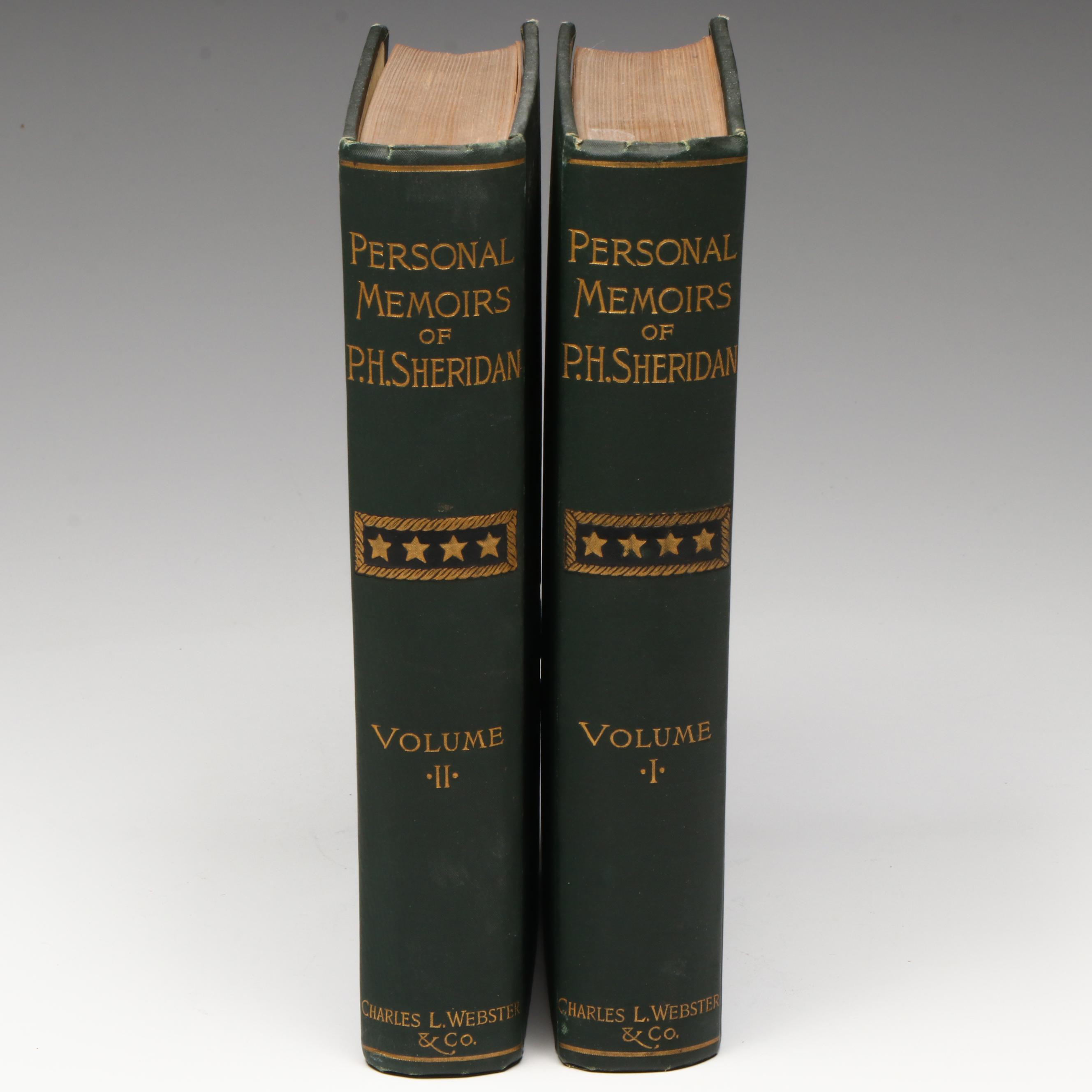 First Edition "Personal Memoirs of P. H. Sheridan" Two-Volume Set, 1888