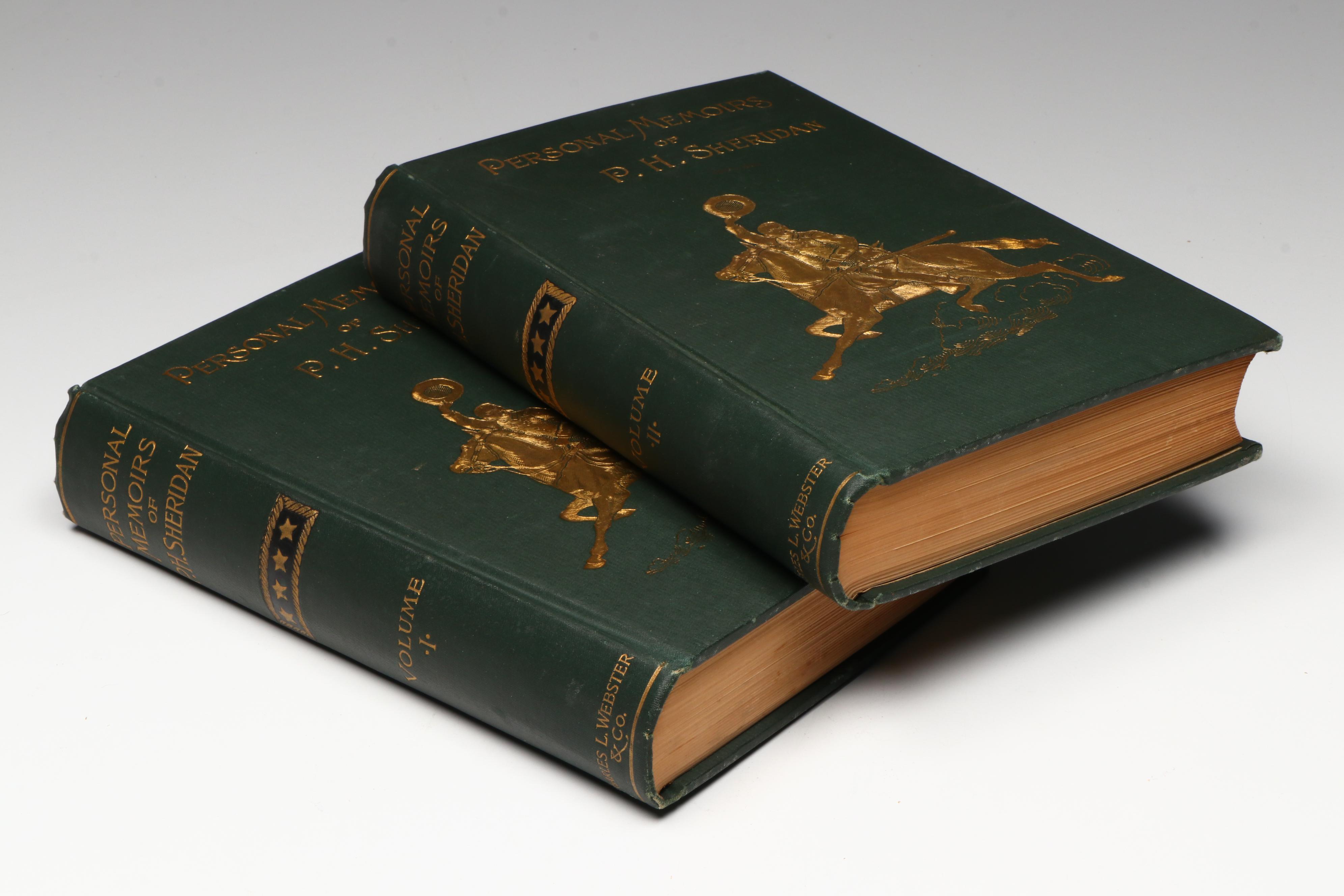 First Edition "Personal Memoirs of P. H. Sheridan" Two-Volume Set, 1888