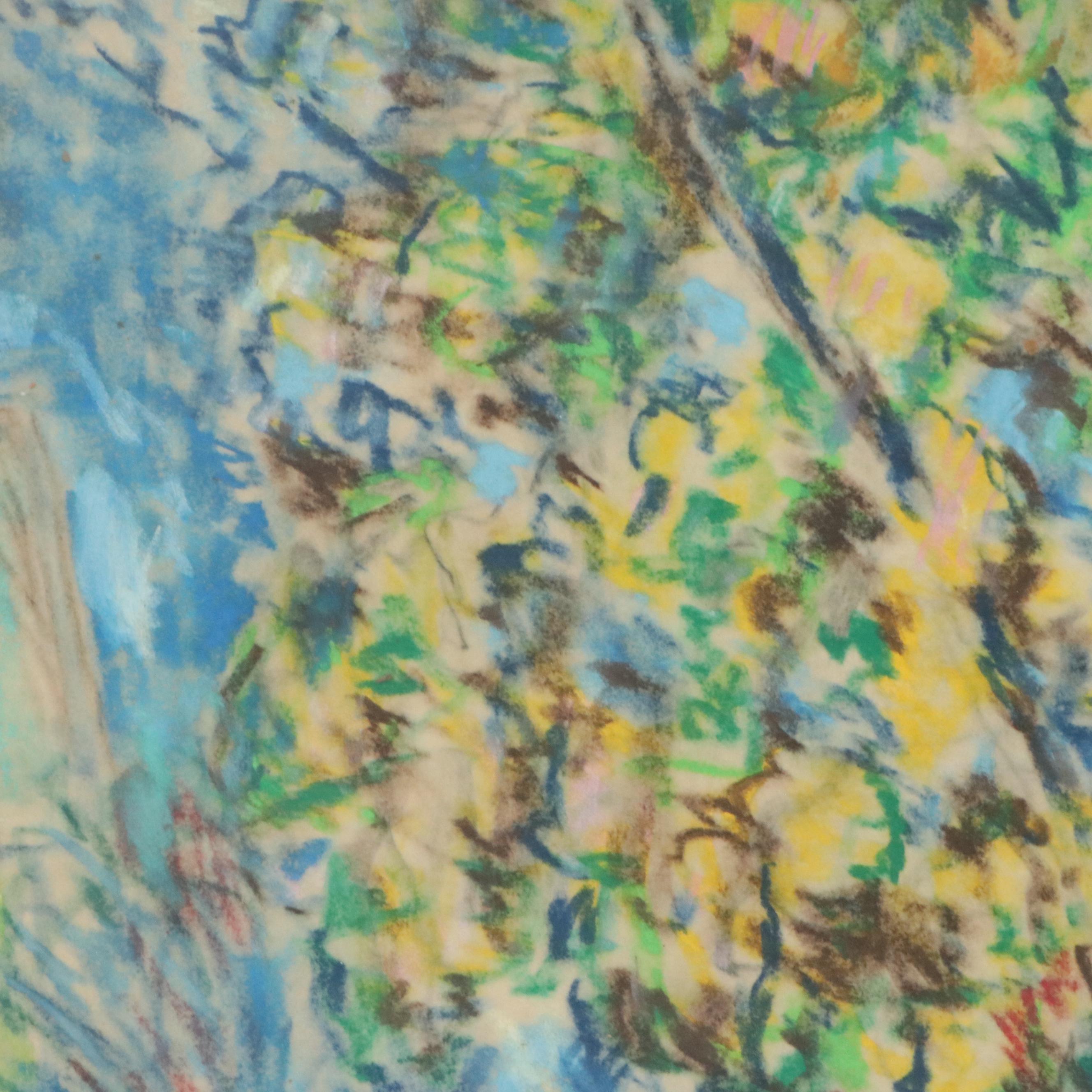 Francis F. Brown Pastel Drawing of Forest Landscape