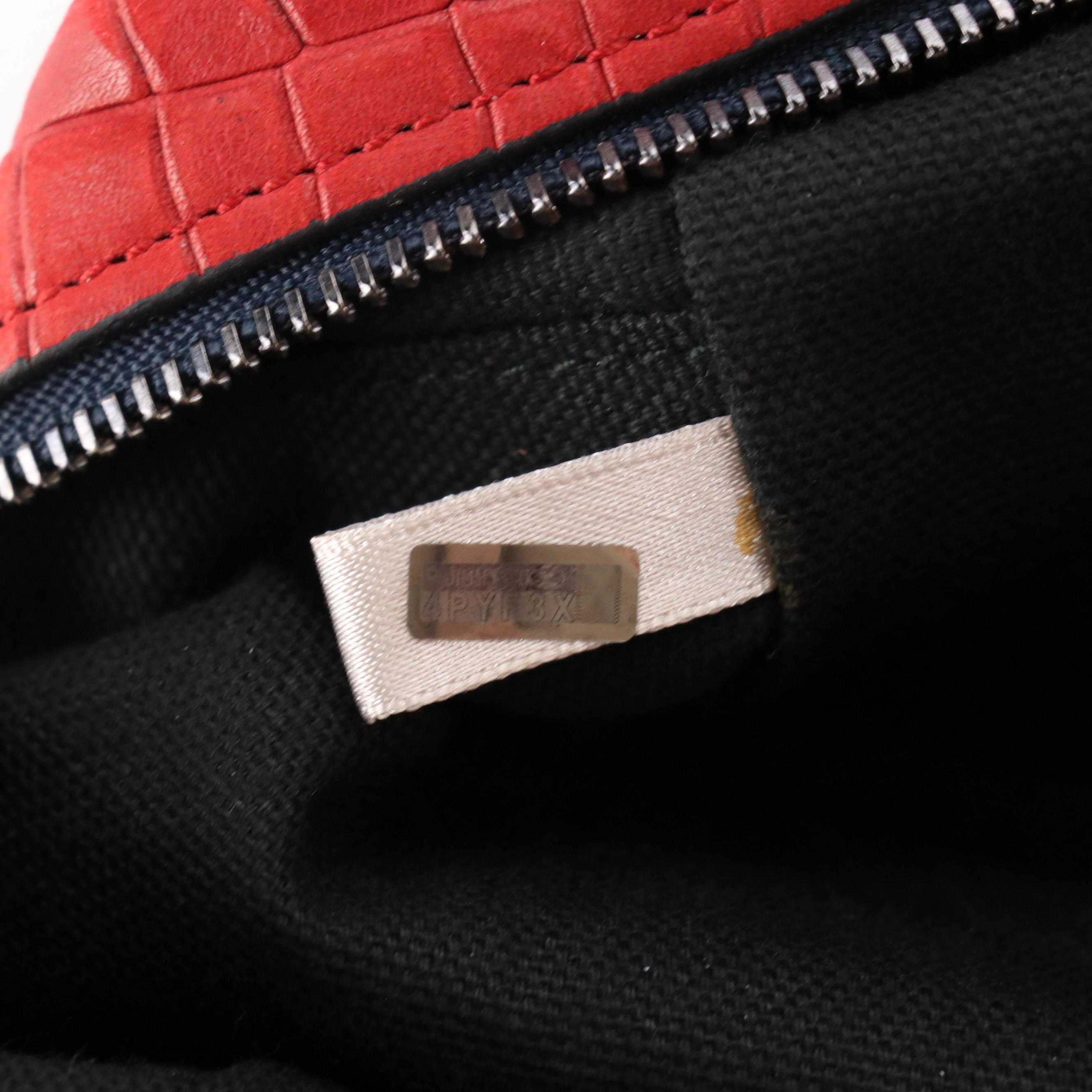 Jimmy Choo Red Embossed Leather Zip Around Pouch