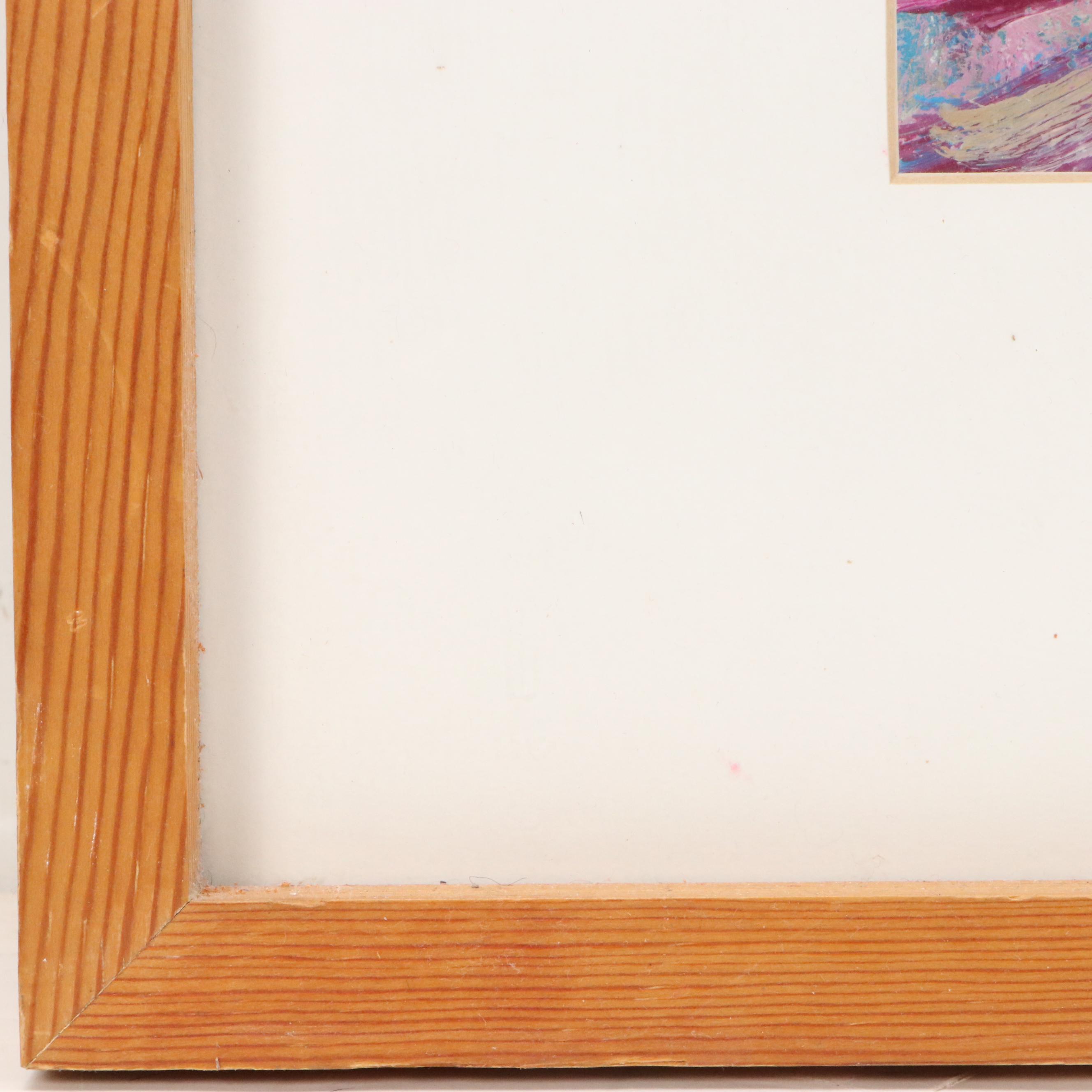 Ann Harrod Abstract Oil Painting of Outdoor Dining Scene, Late 20th Century