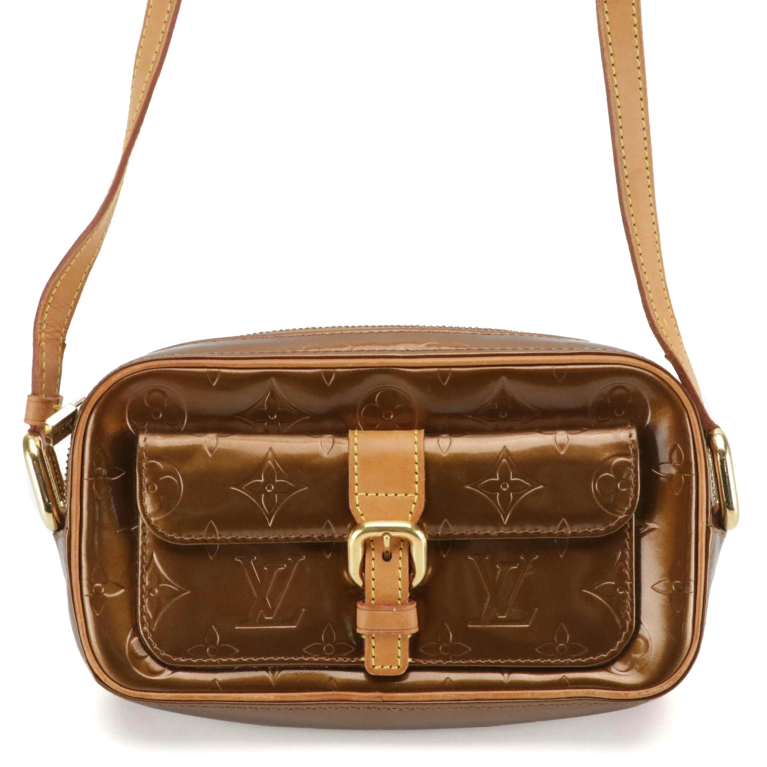 Louis Vuitton Christie MM Crossbody Bag in Bronze Monogram Vernis