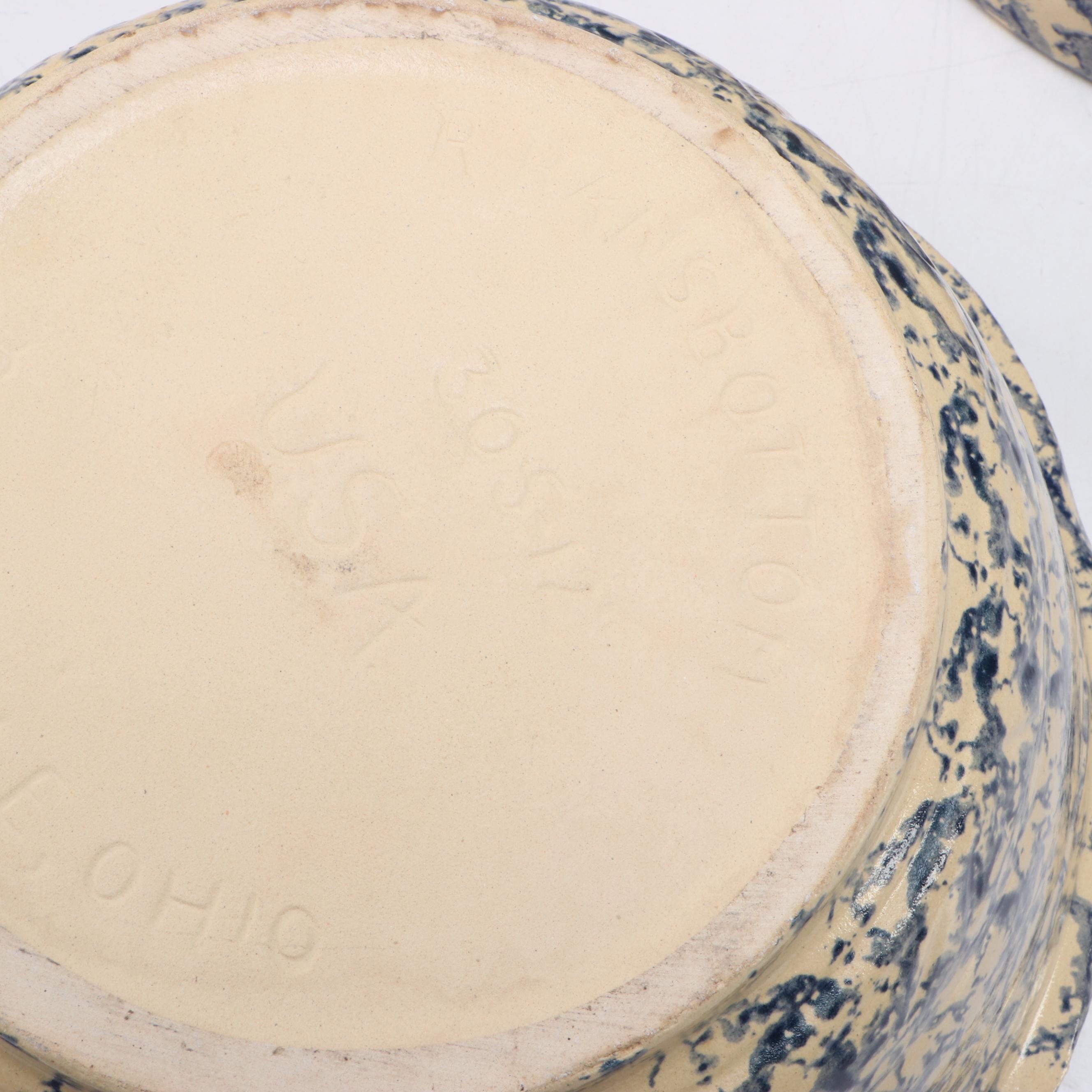 Robinson Ransbottom Spongeware Blue Mixing Bowls