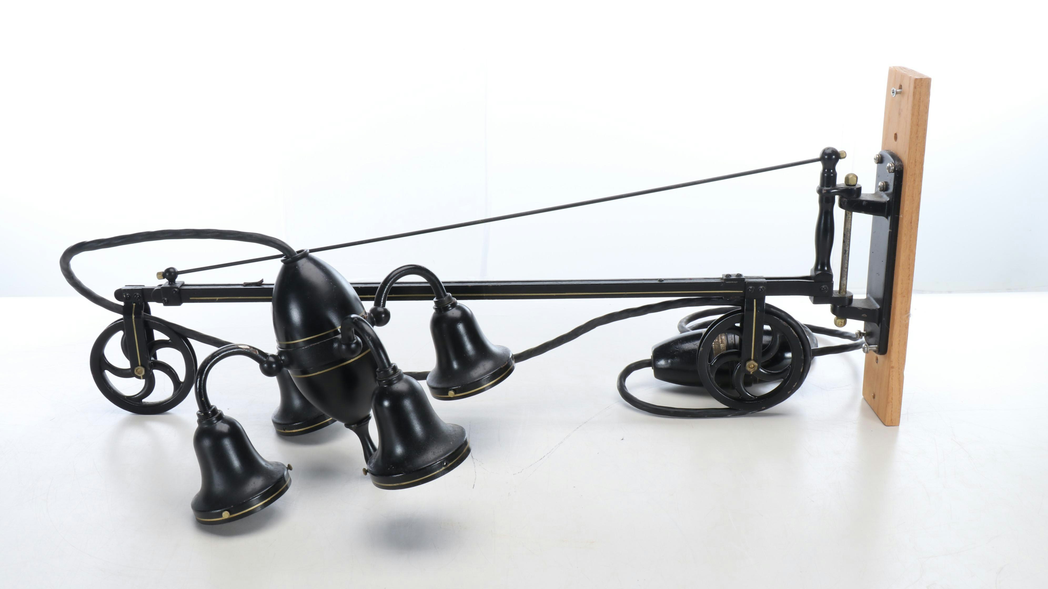 Antique Enameled Cast Iron Dental Chair, Pulley Lamp, Foot-Powered Drill & Tray