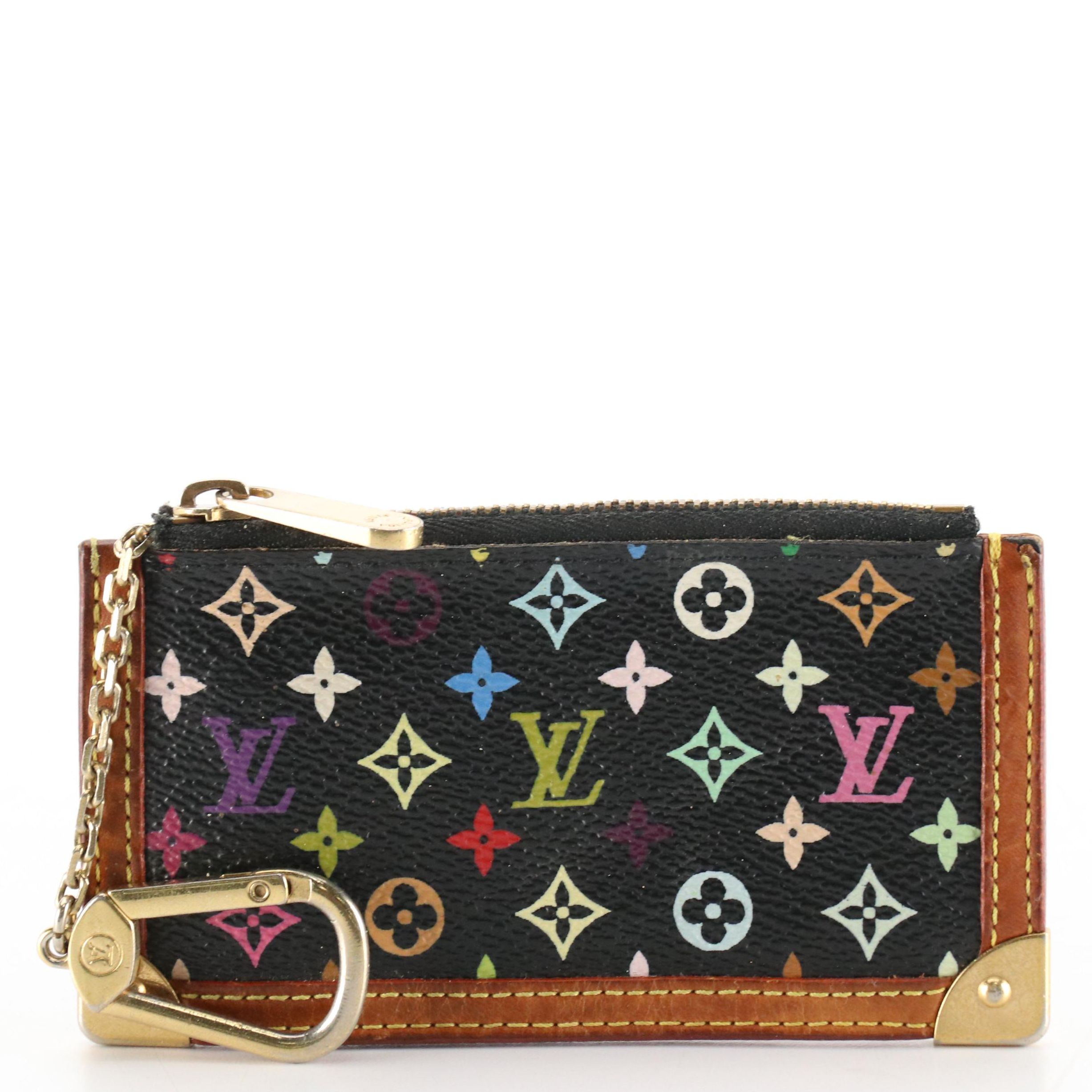Louis Vuitton Pochette Clés in Noir Monogram Multicolore Canvas