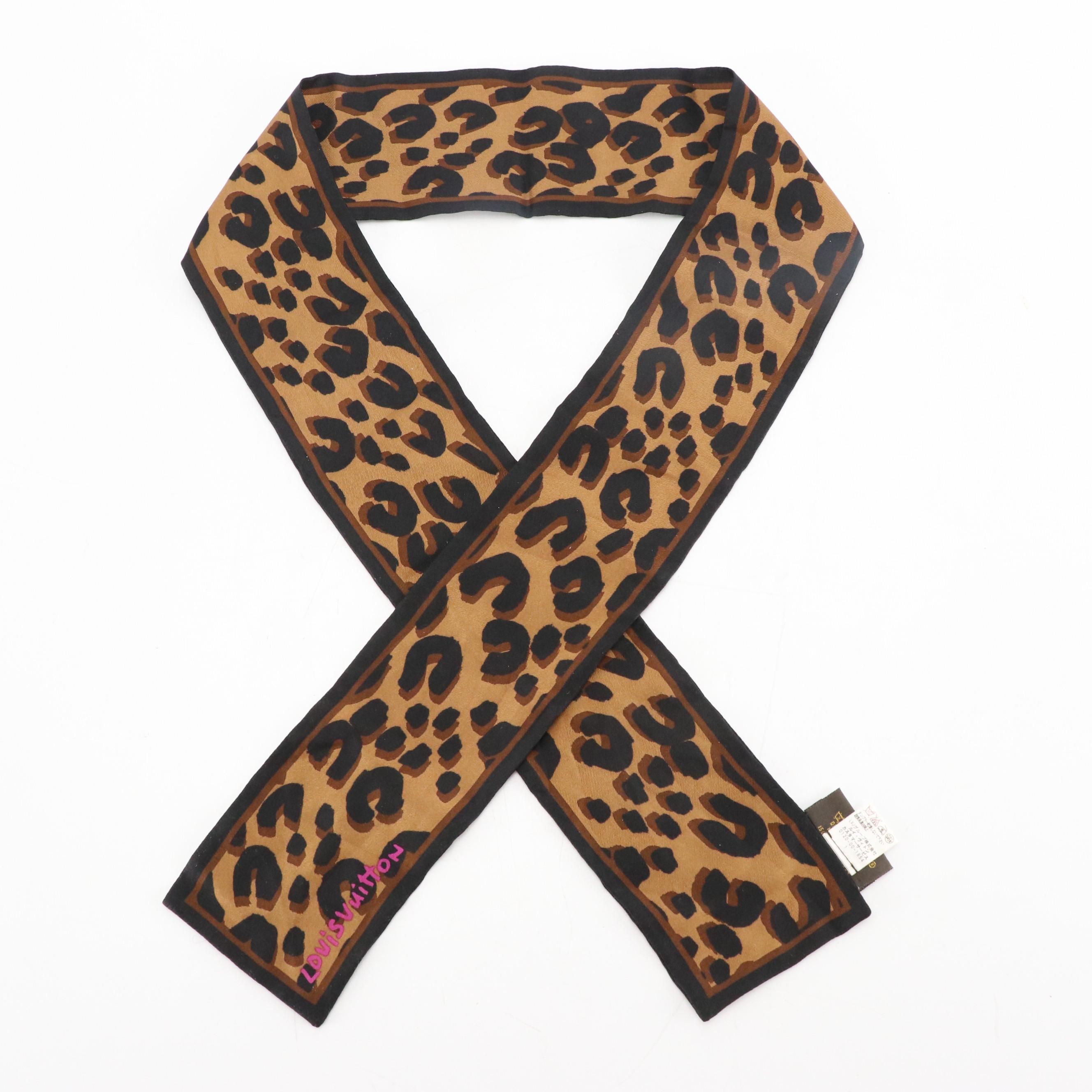 Louis Vuitton x Stephen Sprouse Leopard/Graffiti Print Silk Bandeau Scarf
