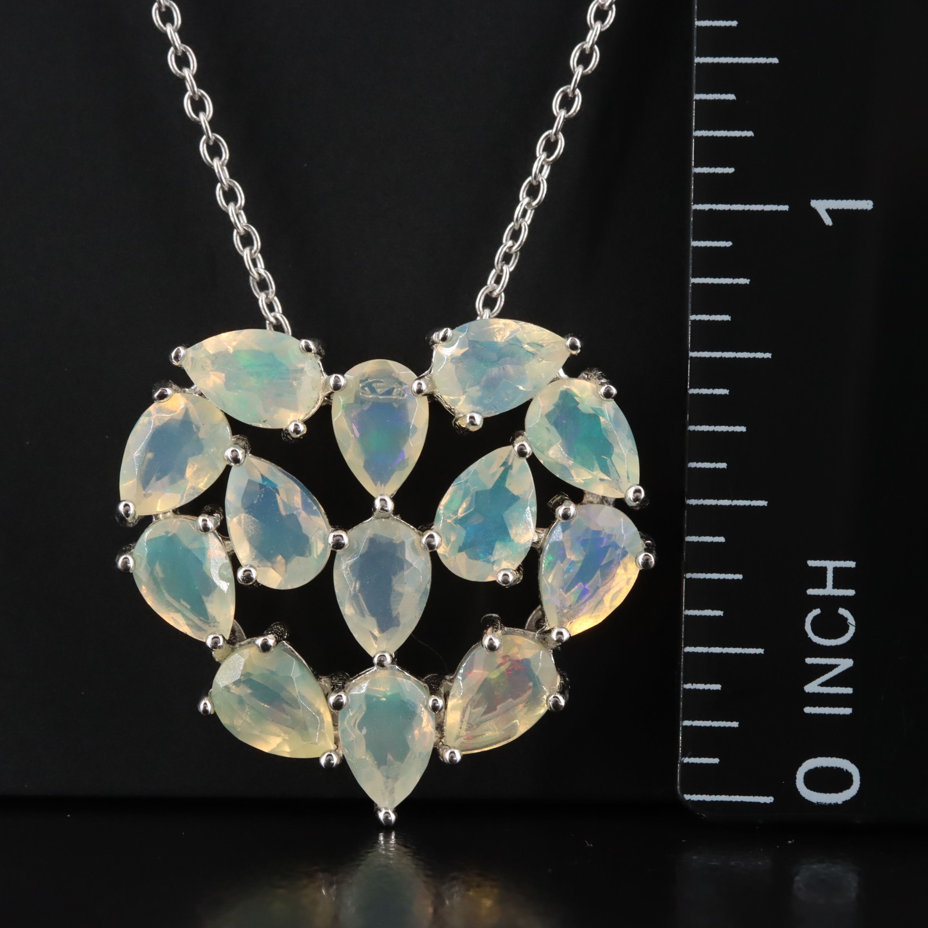 Sterling Opal Heart Pendant Necklace