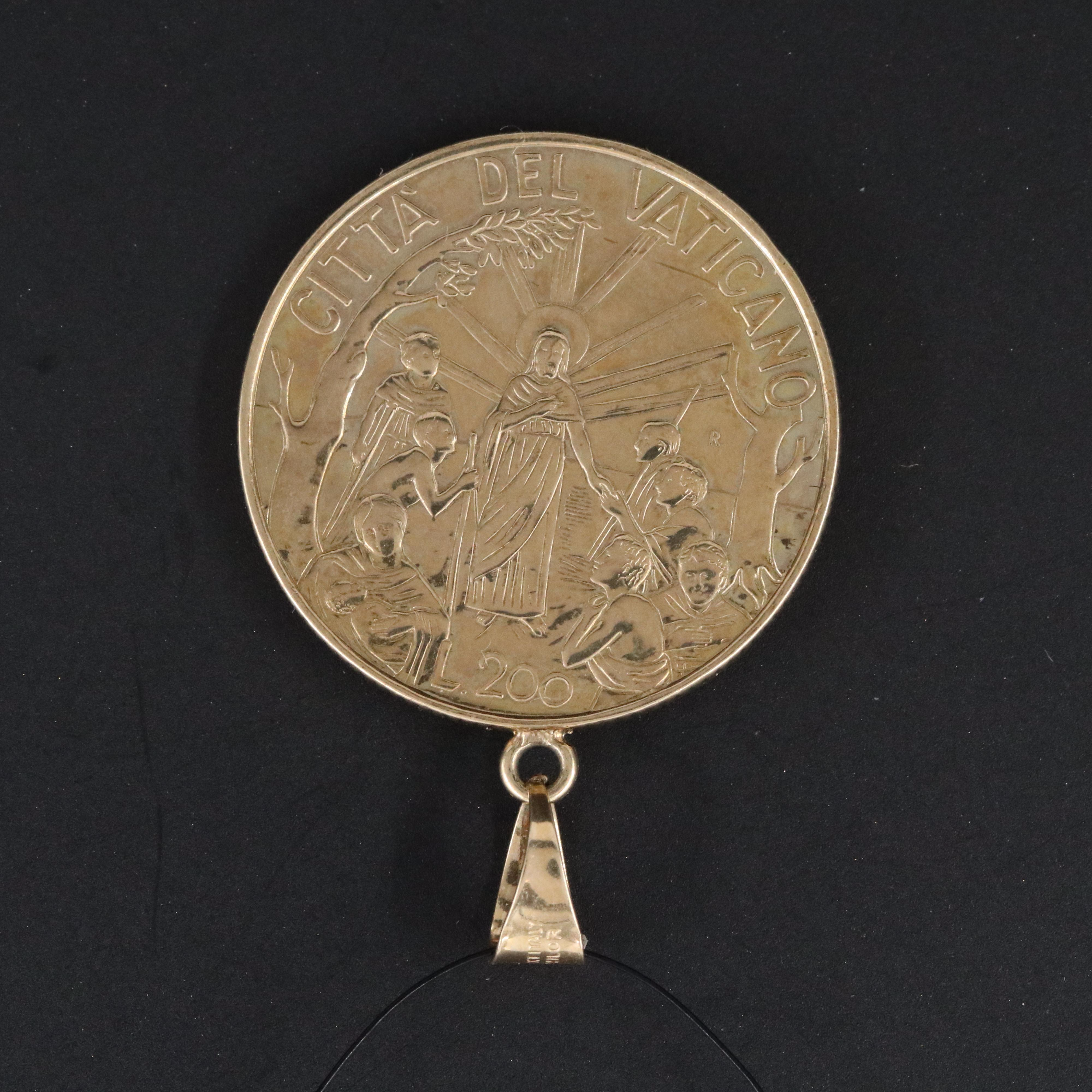 1999 Vatican 200-Lire Coin of Pope John Paul II Pendant
