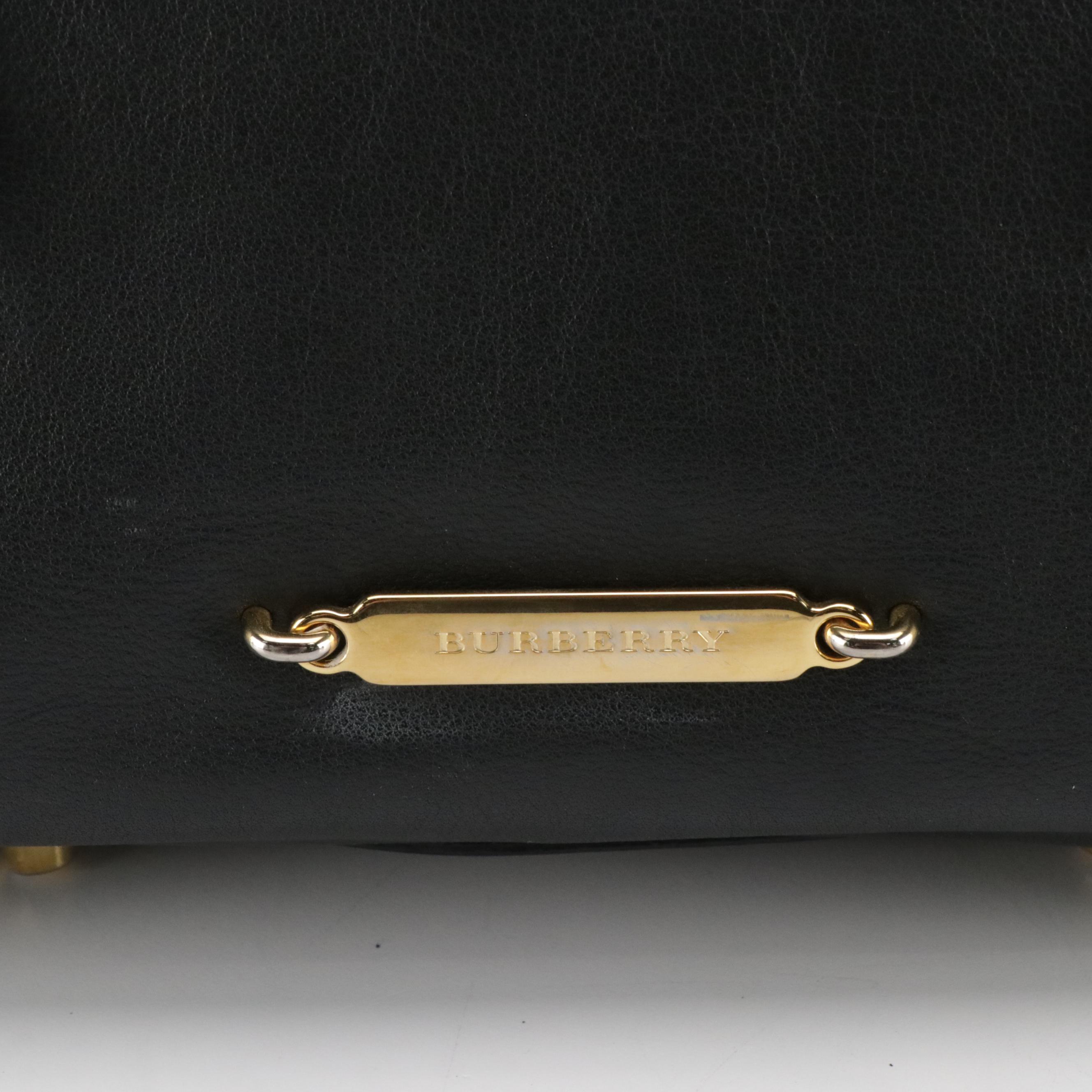 Burberry Salisbury Bridle Shoulder Bag in Black Leather and House Check Canvas