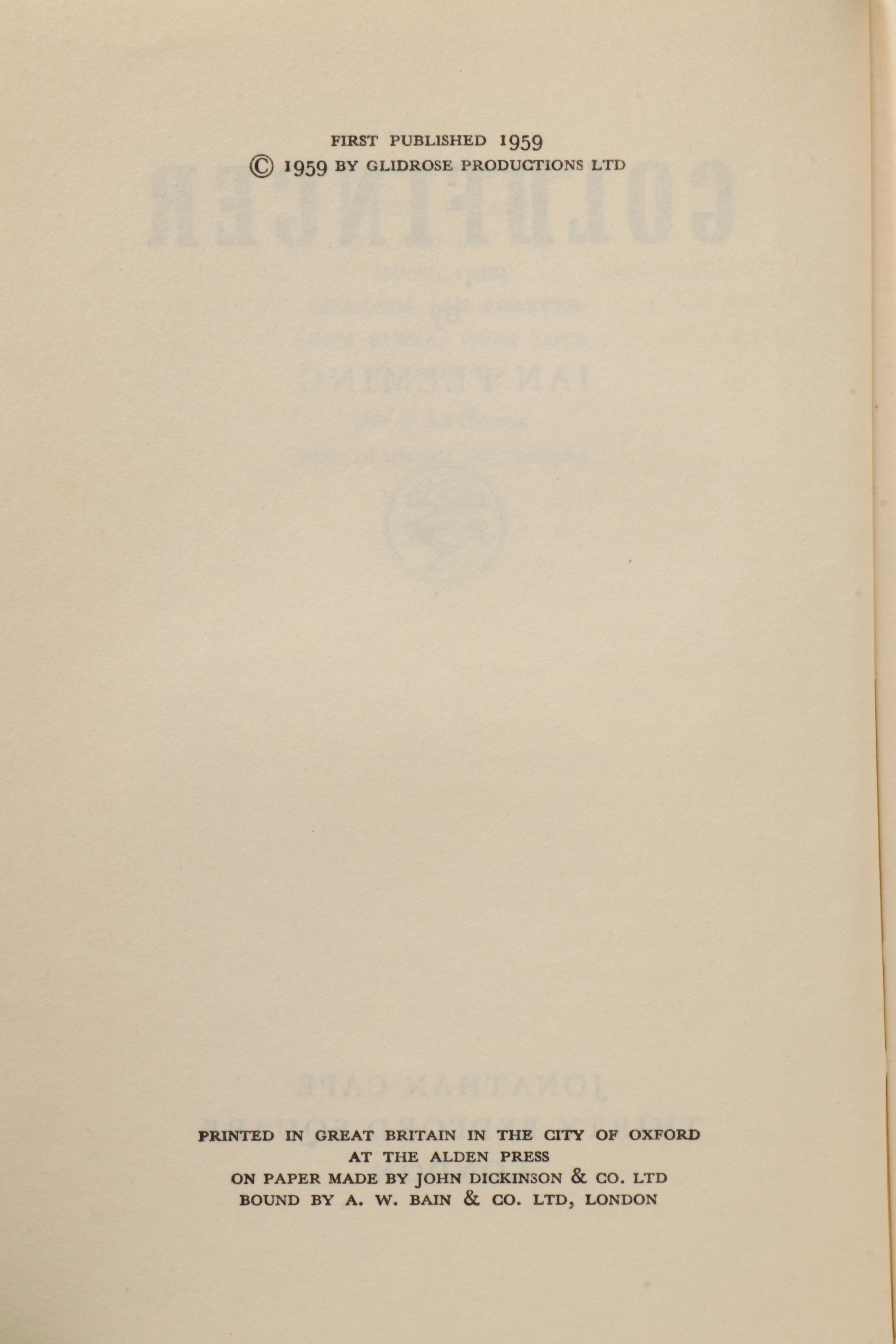 First UK Edition "Goldfinger" by Ian Fleming, 1959