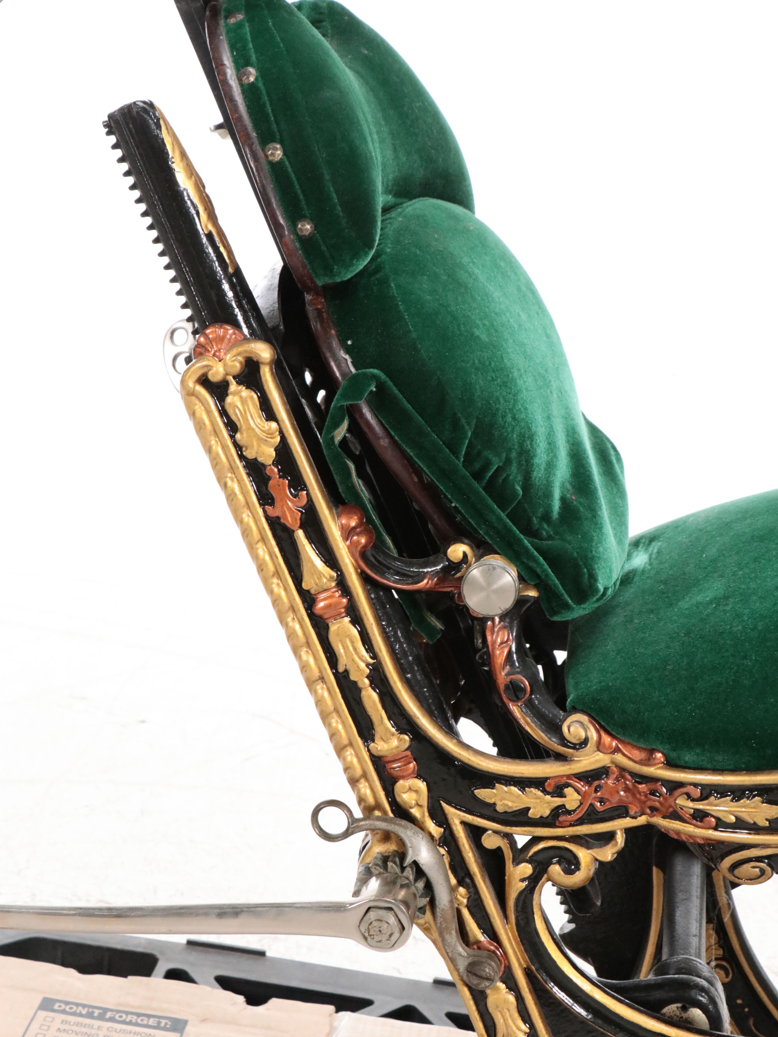 Antique Enameled Cast Iron Dental Chair, Pulley Lamp, Foot-Powered Drill & Tray