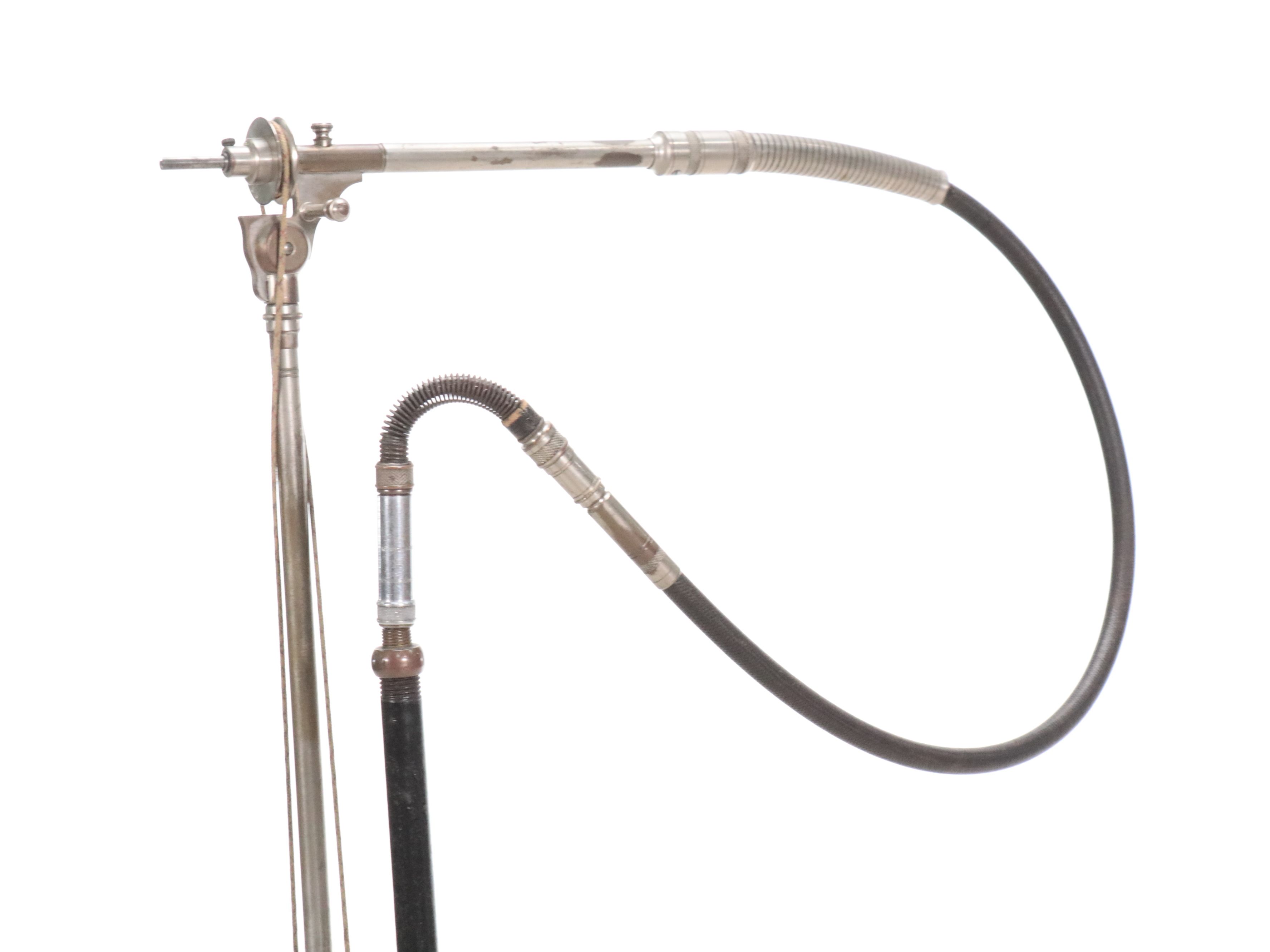 Antique Enameled Cast Iron Dental Chair, Pulley Lamp, Foot-Powered Drill & Tray