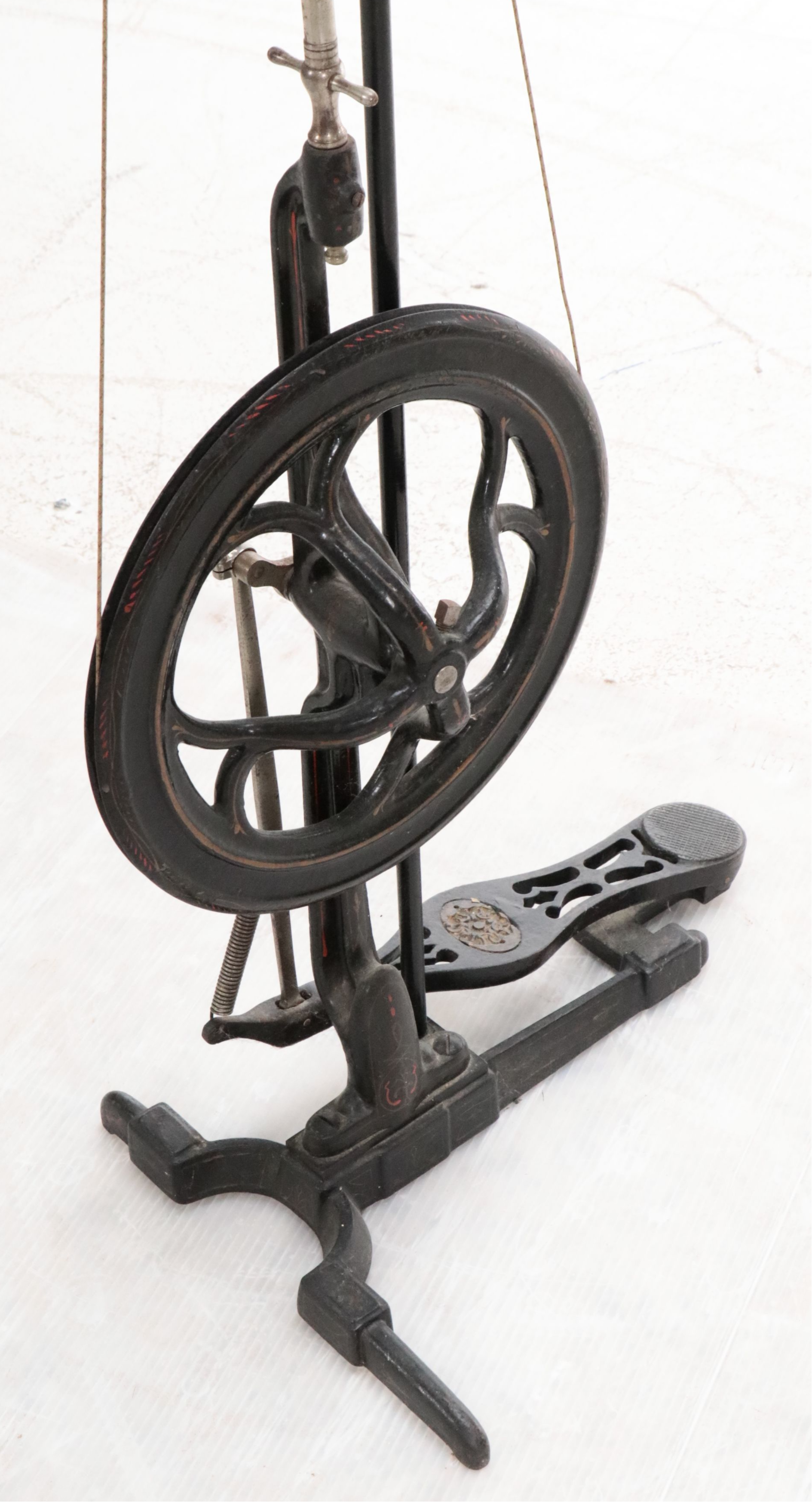 Antique Enameled Cast Iron Dental Chair, Pulley Lamp, Foot-Powered Drill & Tray