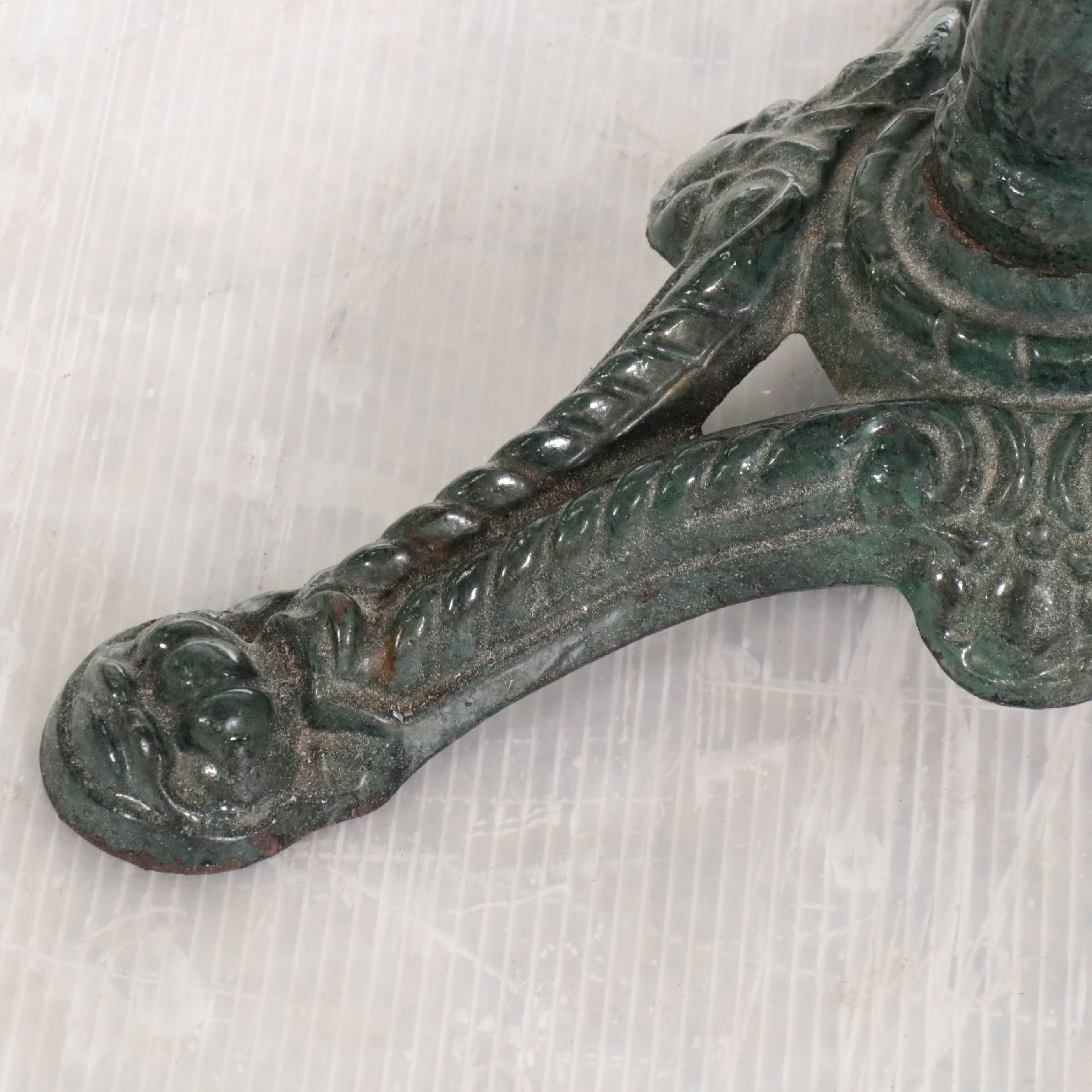 Pier 1 Enameled Cast Iron Side Table with Marble Top