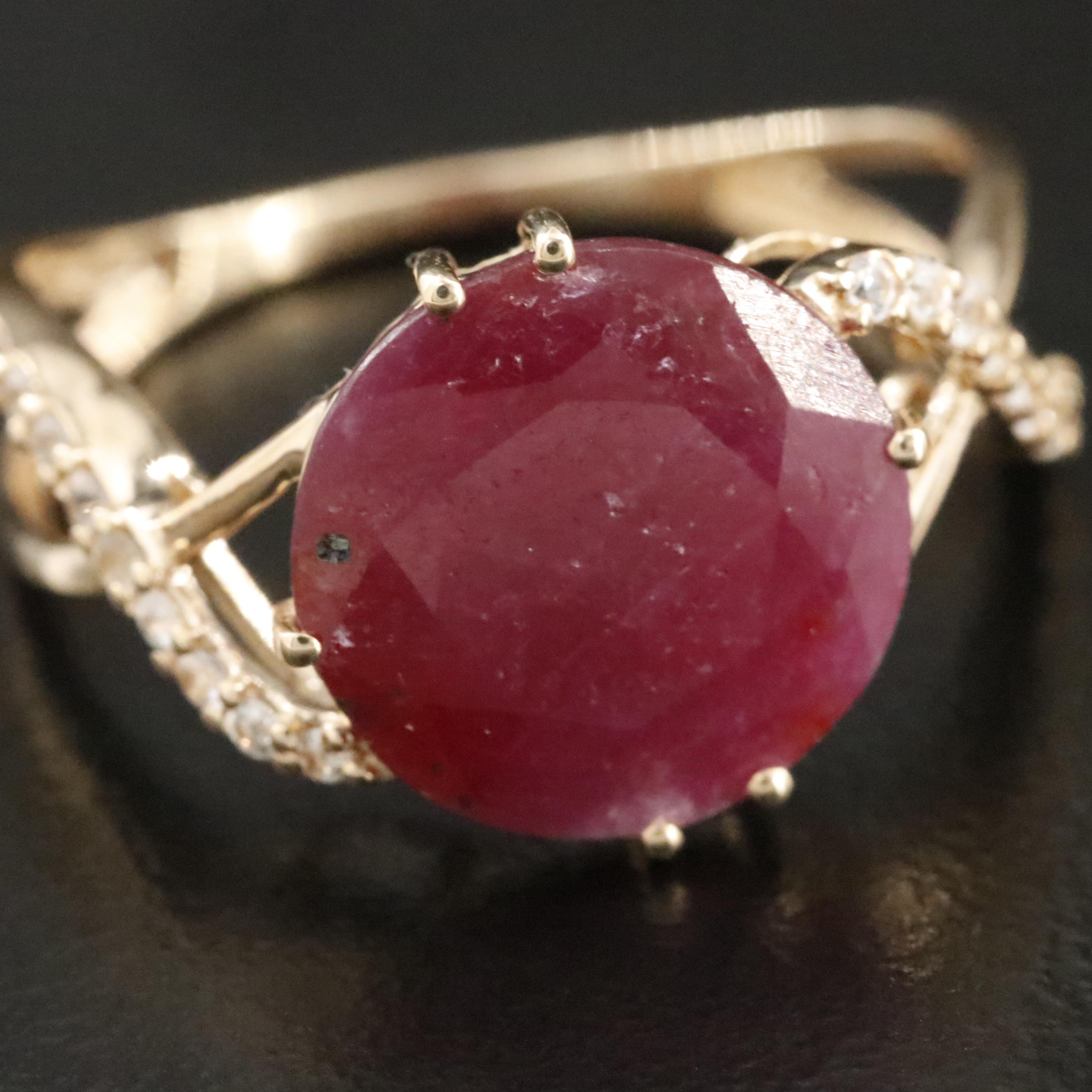 14K 2.08 CT Ruby and White Sapphire Ring