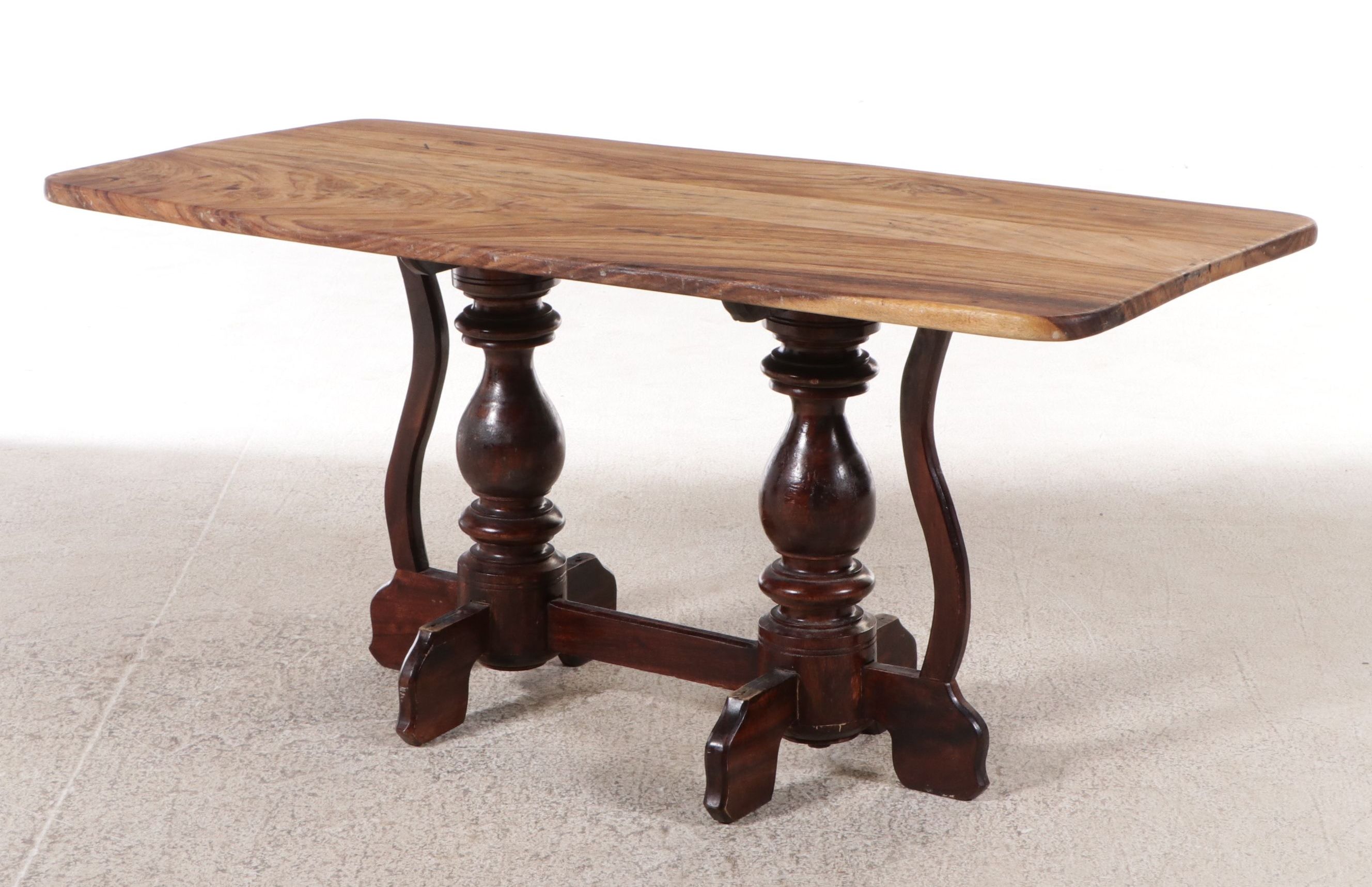 Baroque Style Trestle Table with Olivewood Top