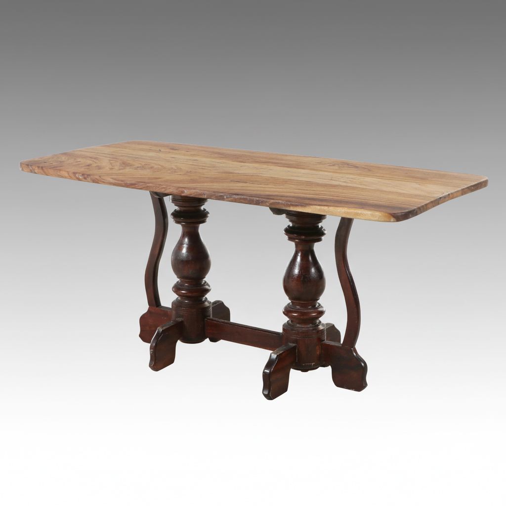 Baroque Style Trestle Table with Olivewood Top