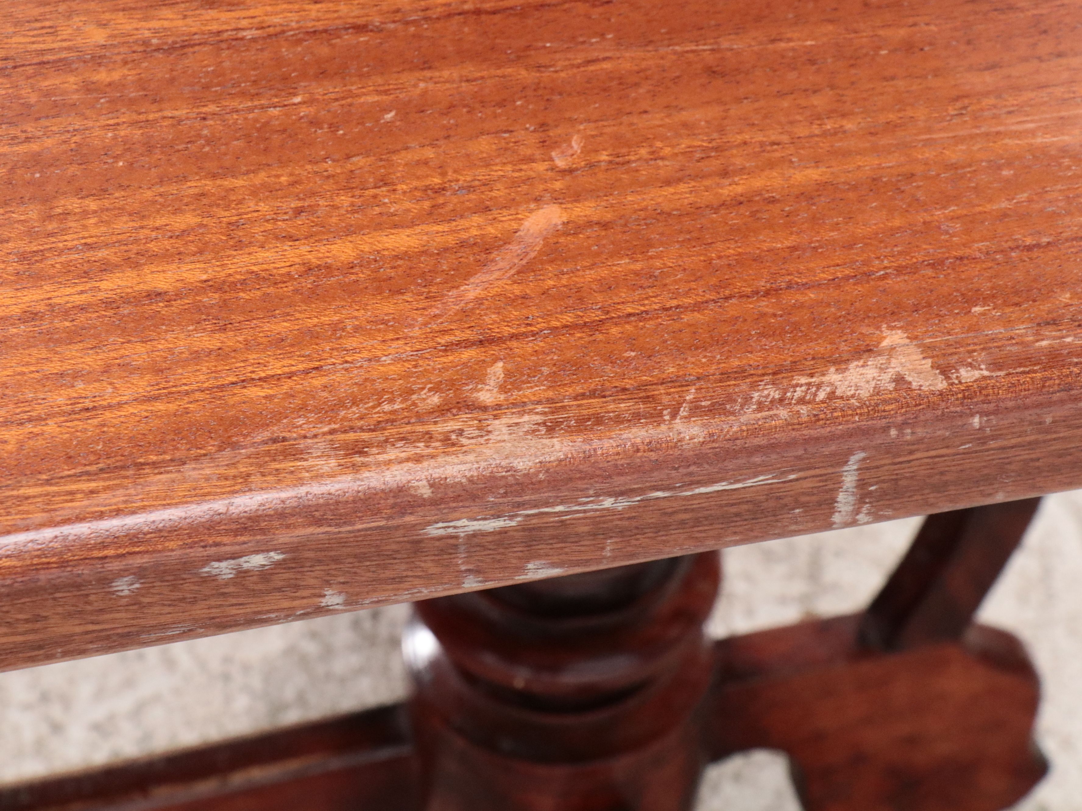 Baroque Style Mahogany Trestle Table, Late 20th Century