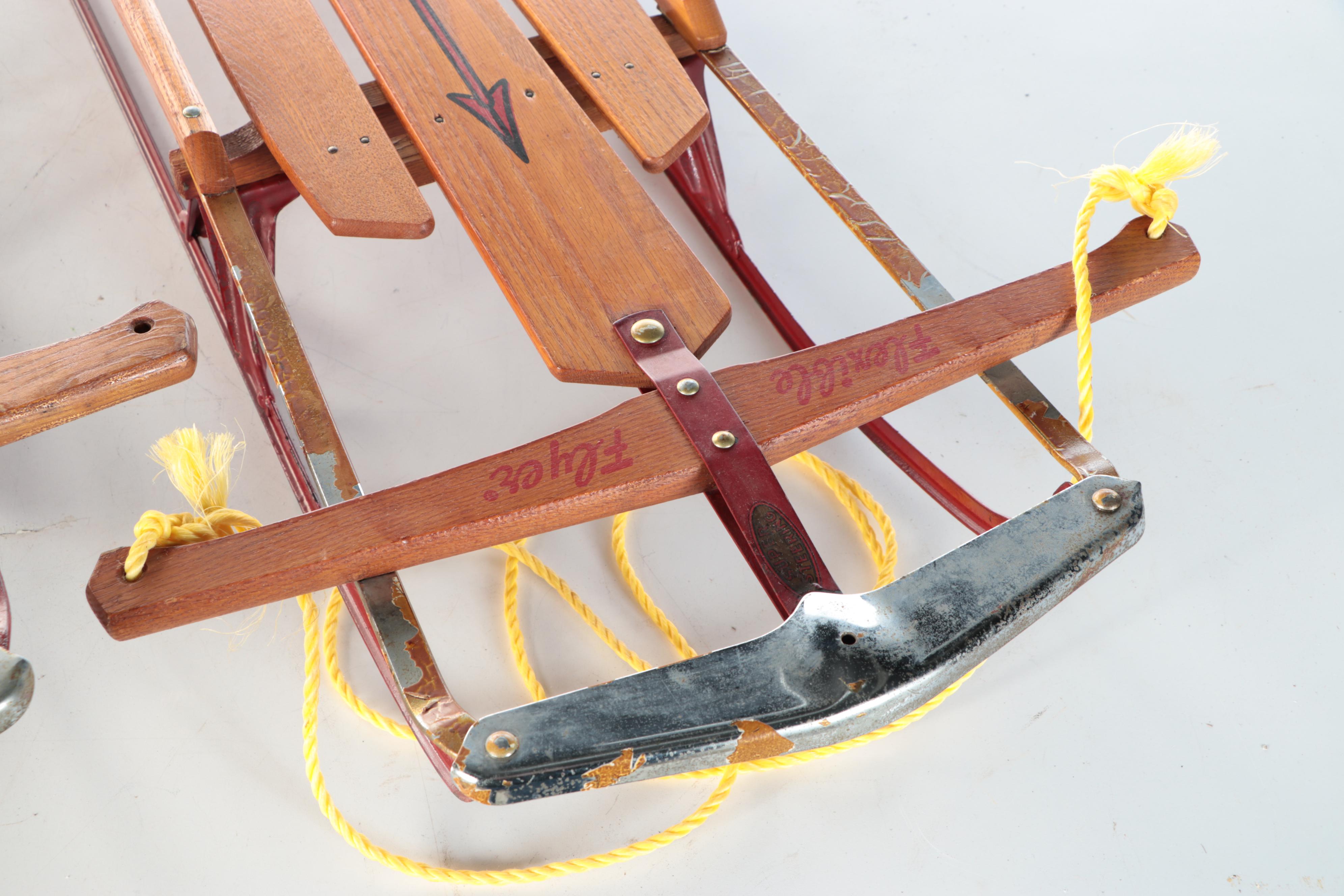 Flexible Flyer Oak and Metal Runner Sleds