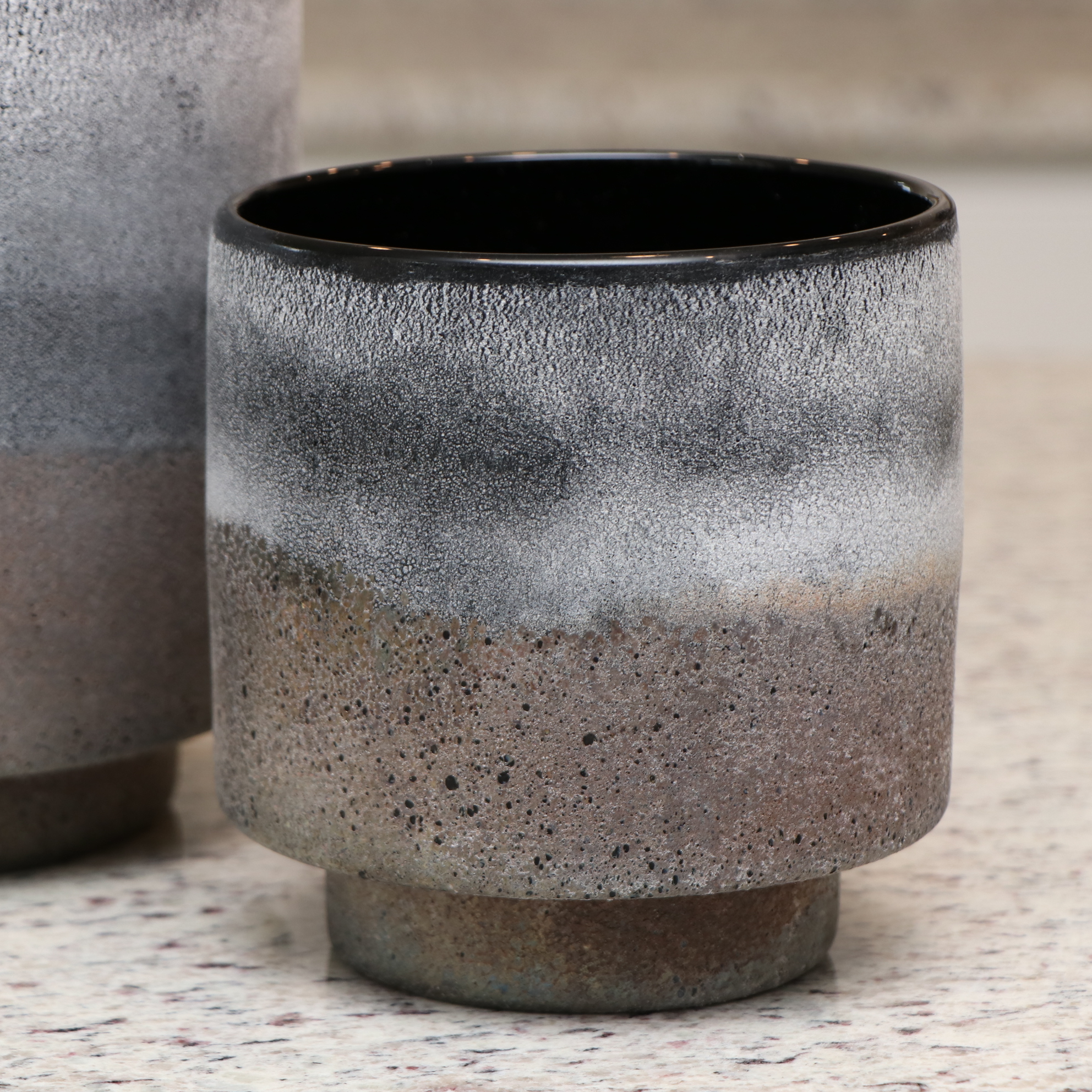 Mercana Squally Glass Textured Vases with Mercana Mantel Clock