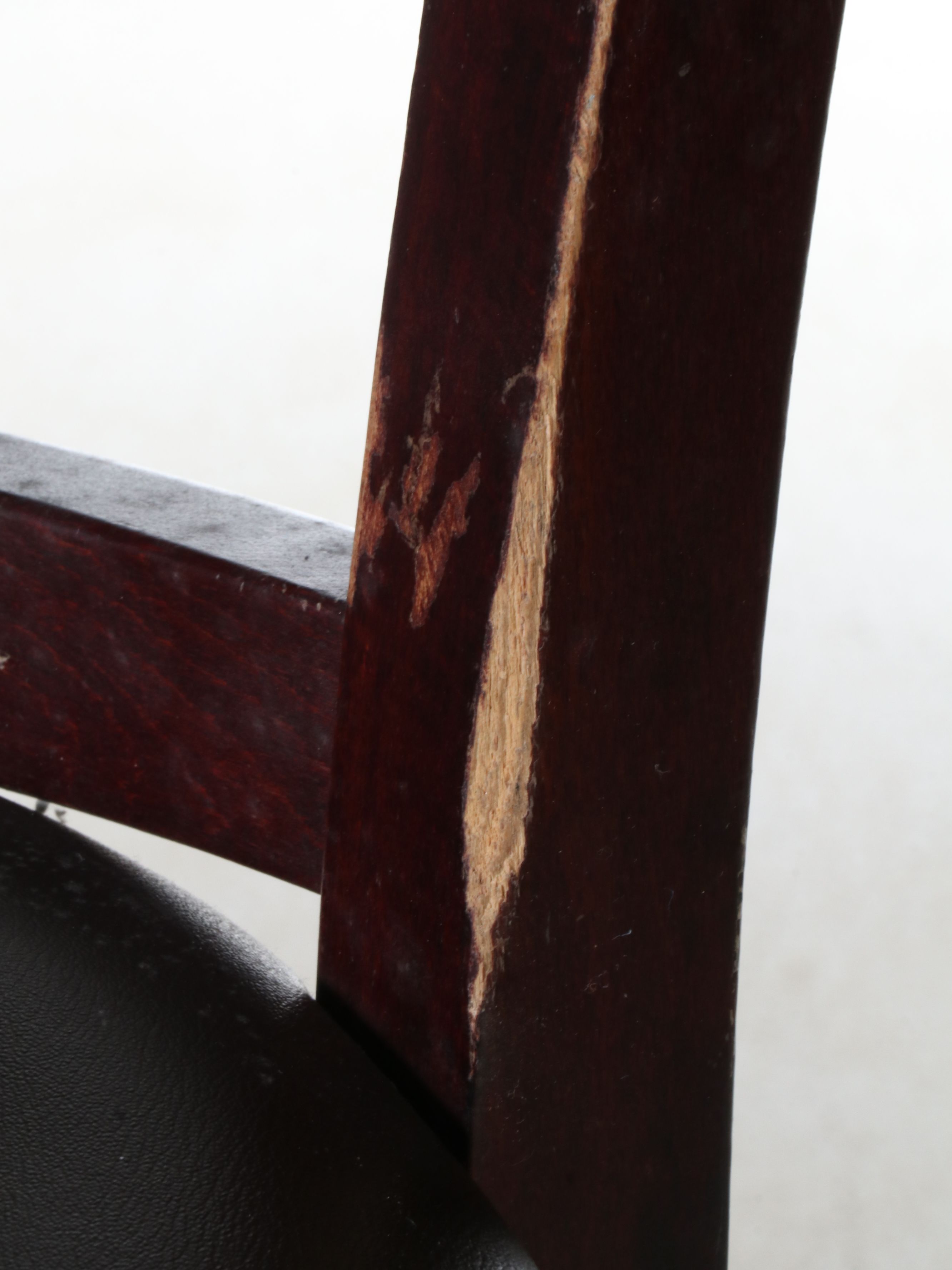 Six Wood and Faux Leather Barstools