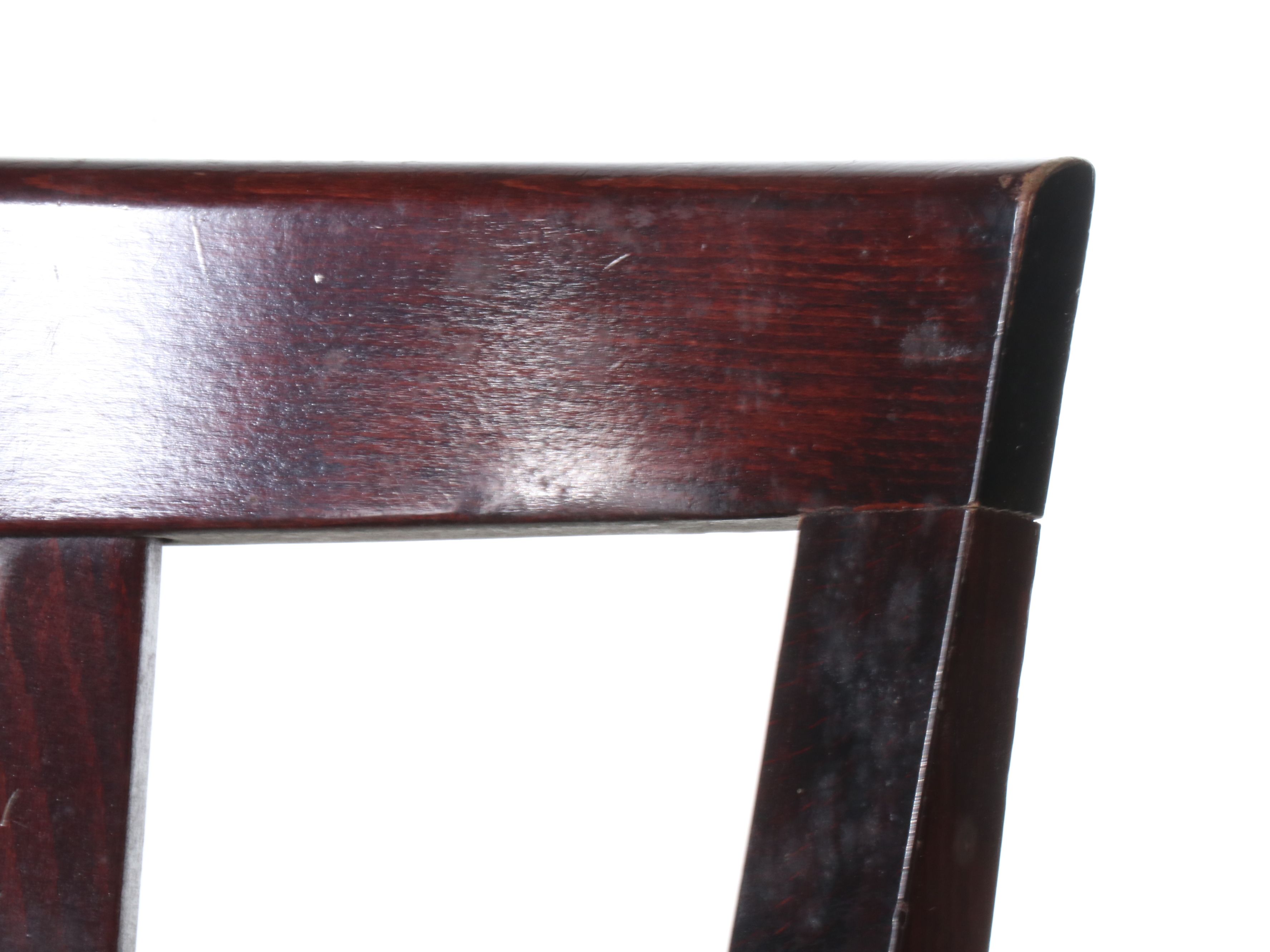 Six Wood and Faux Leather Barstools