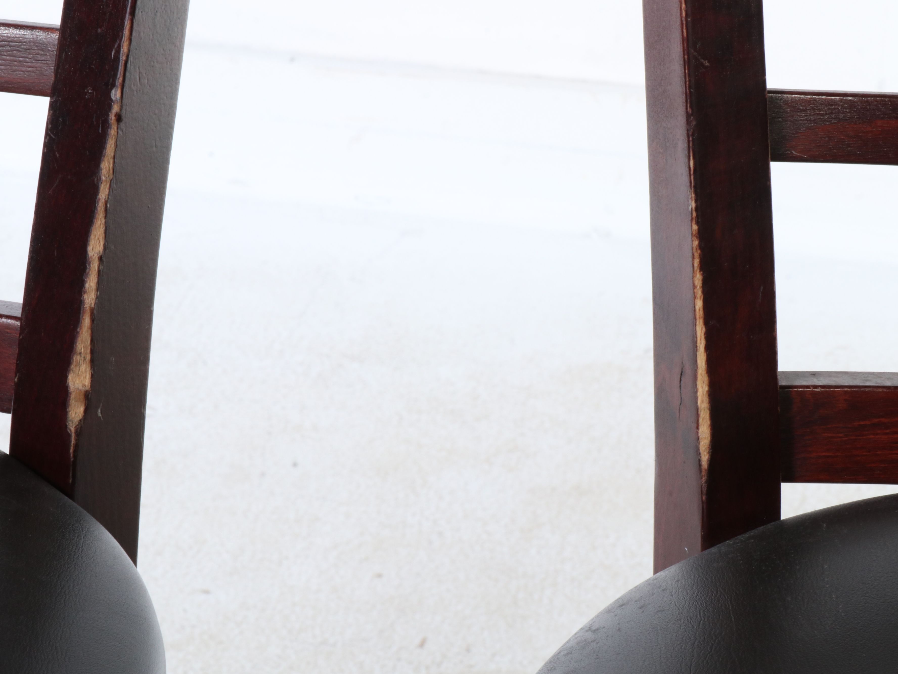 Six Wood and Faux Leather Barstools