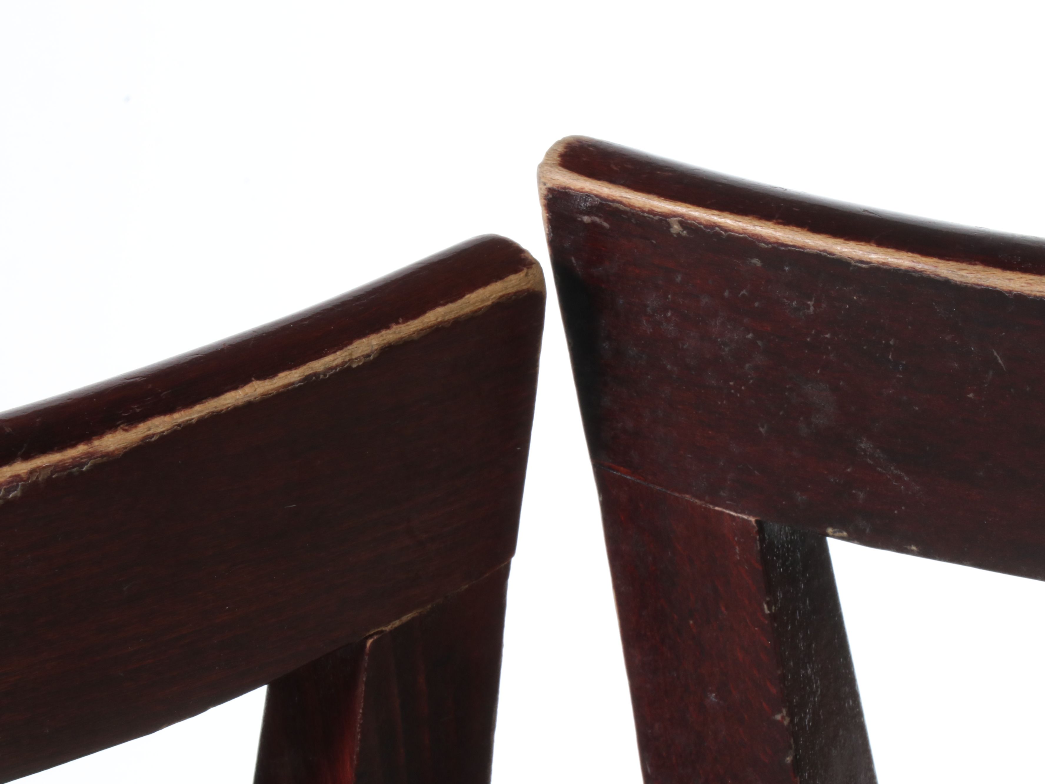 Six Wood and Faux Leather Barstools