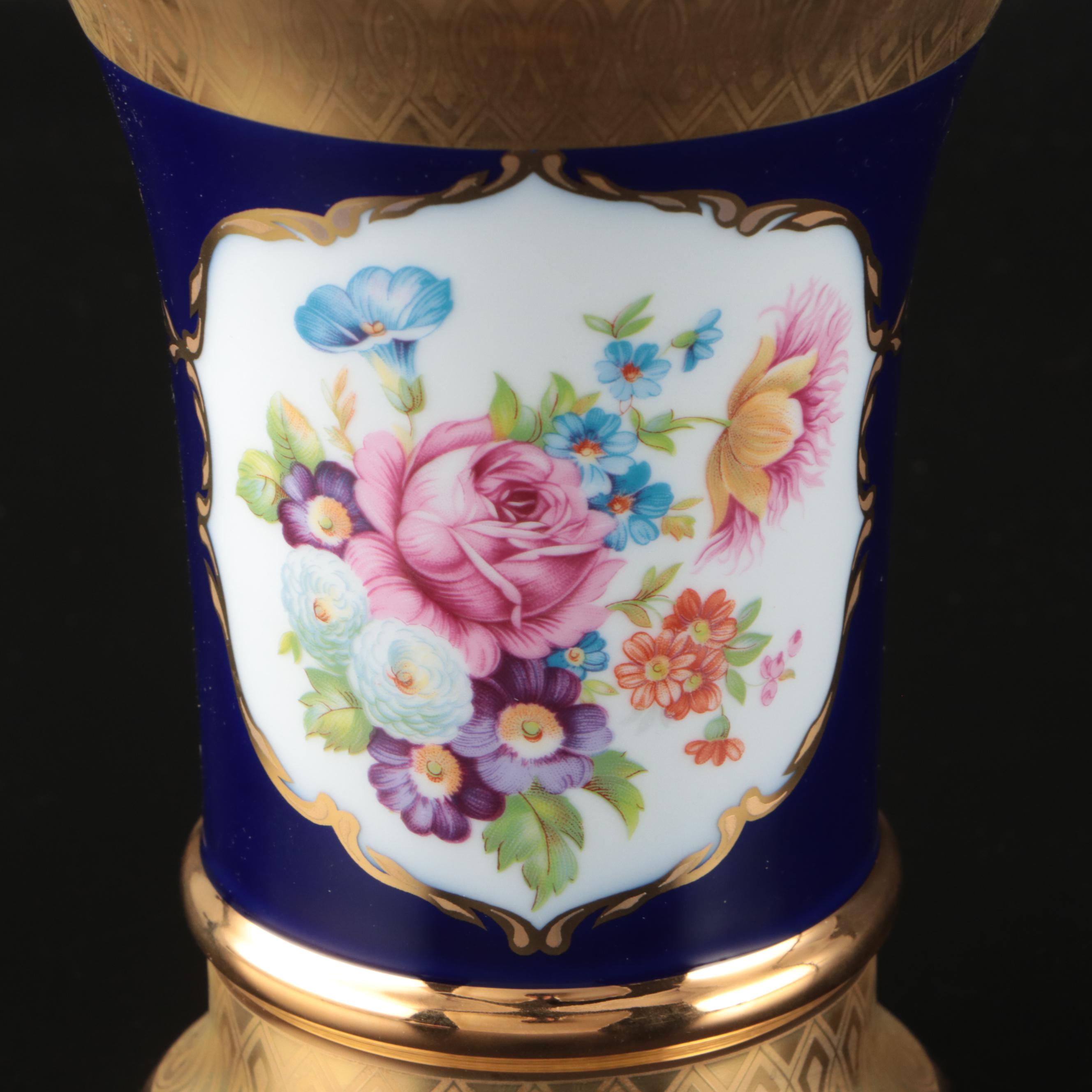 Czech Leander 1946 Gilt Porcelain Teapot and Vase