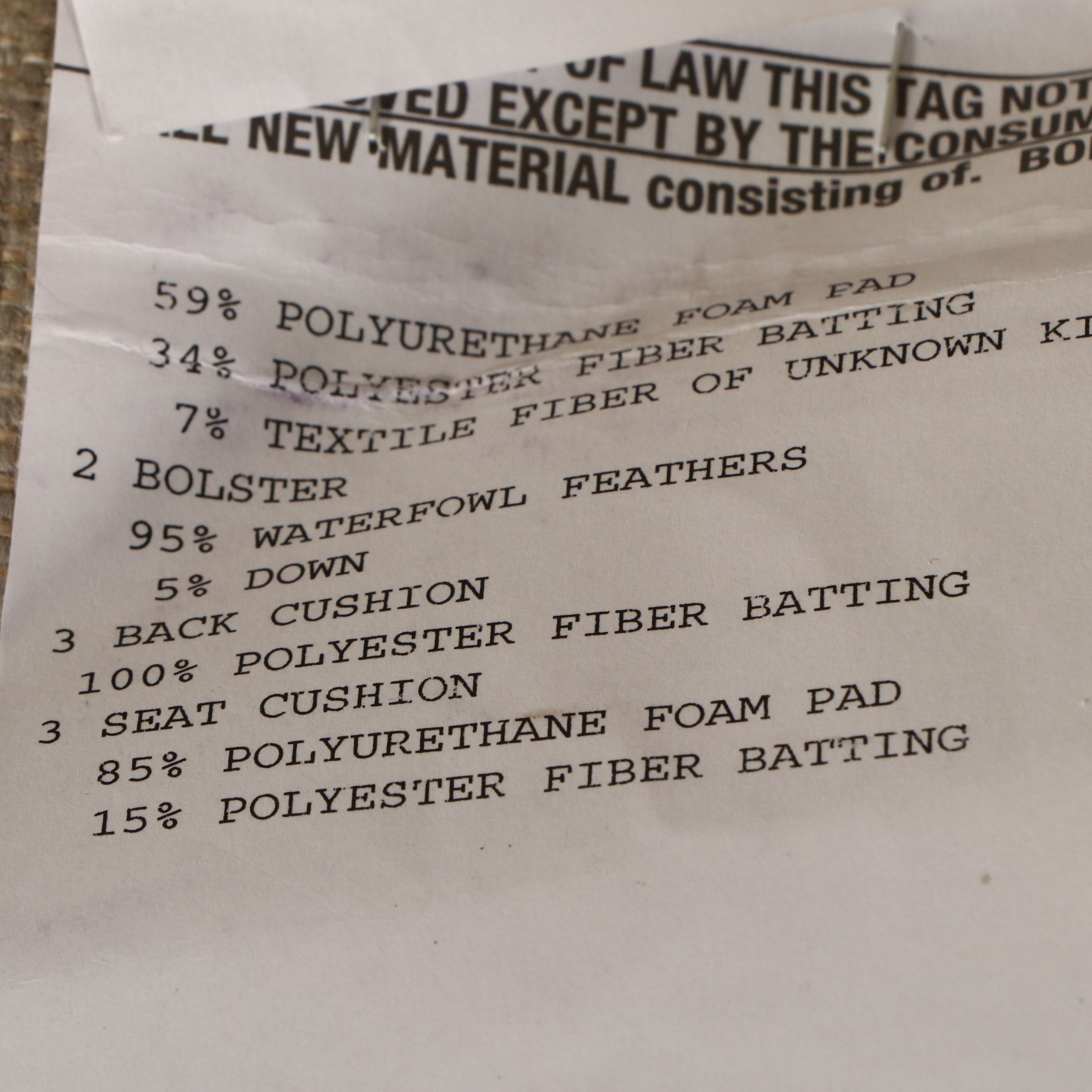 Ethan Allen Linen Upholstered Sofa with Accent Pillows