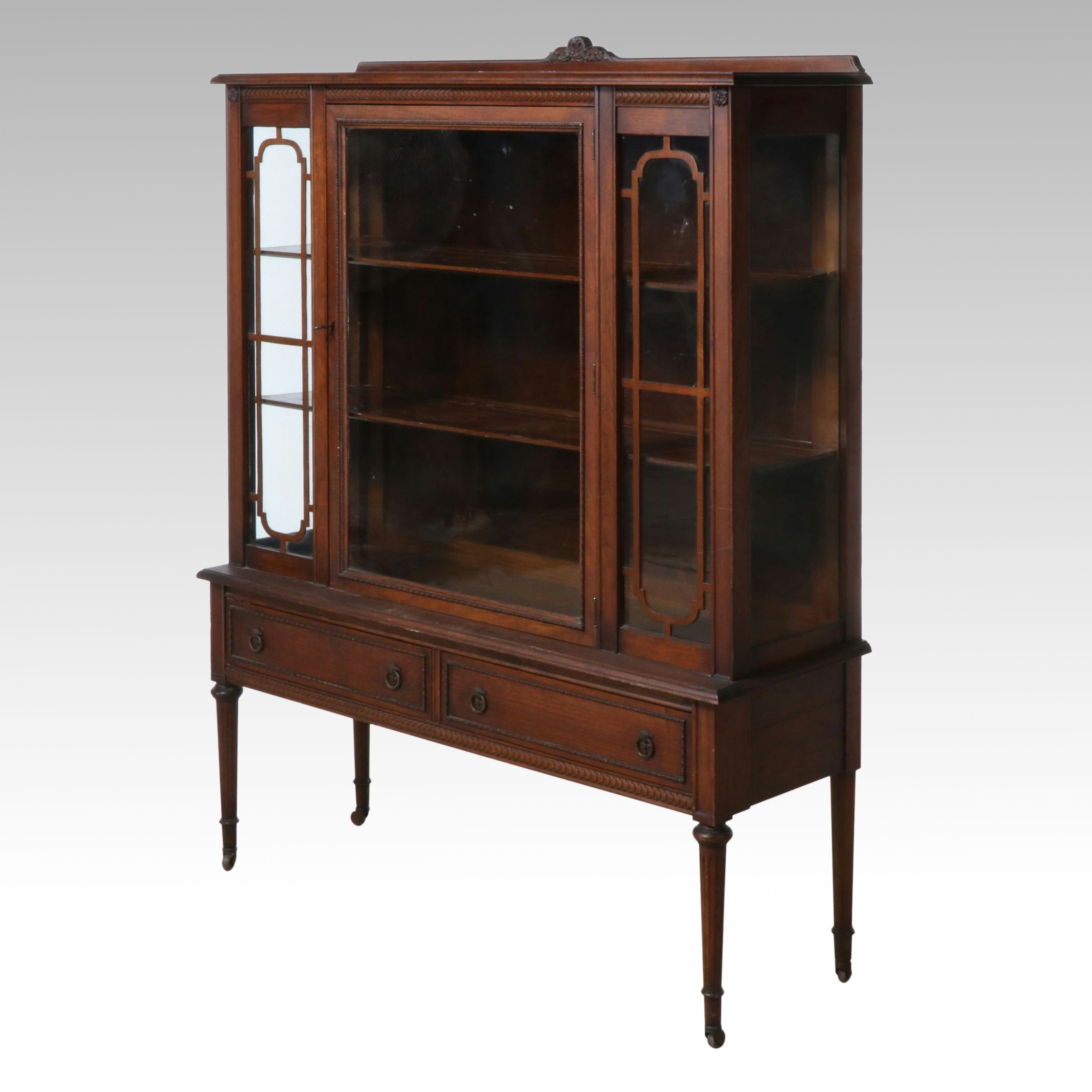 Sheraton Style Walnut China Cabinet, Early 20th Century