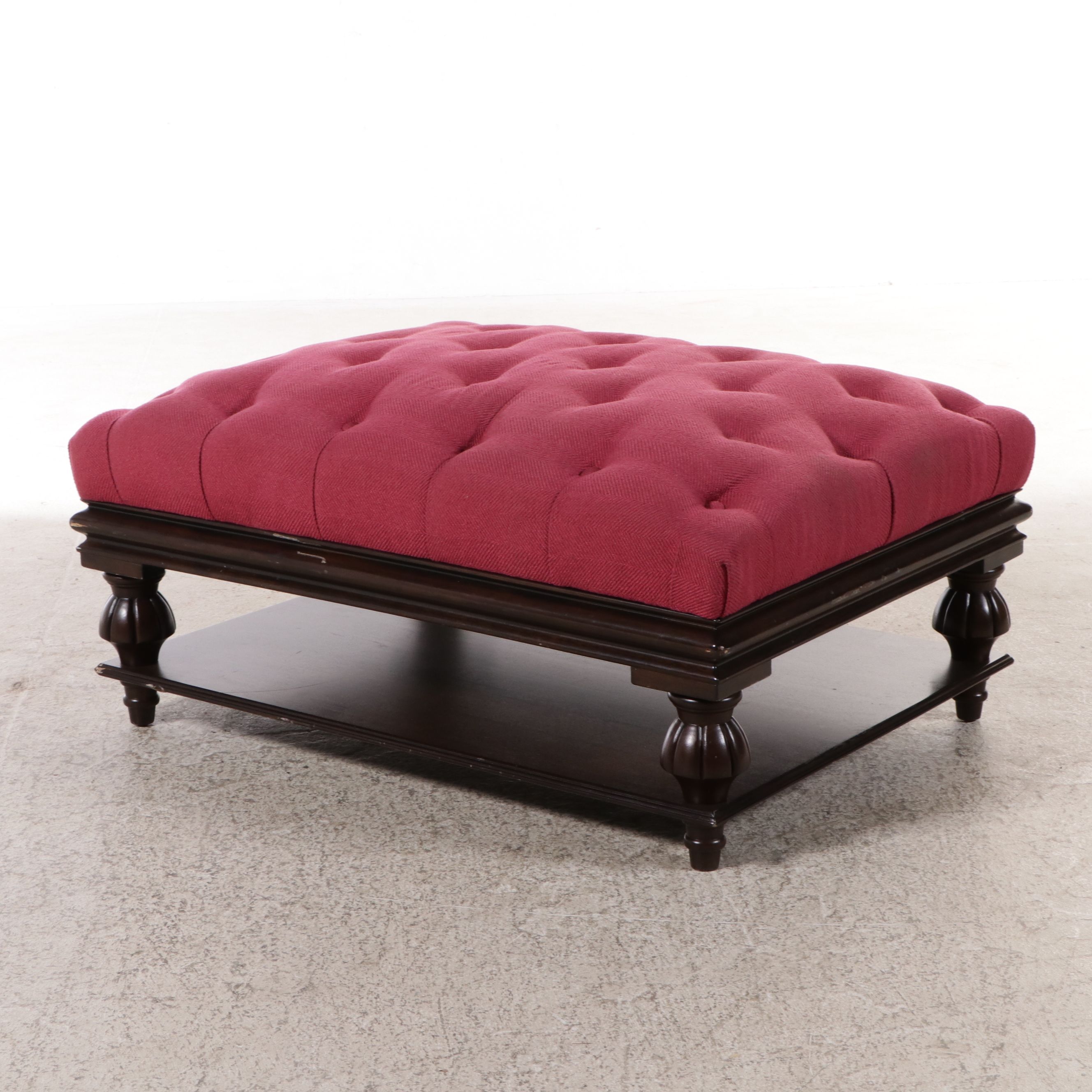 Upholstered Button-Tufted Ottoman