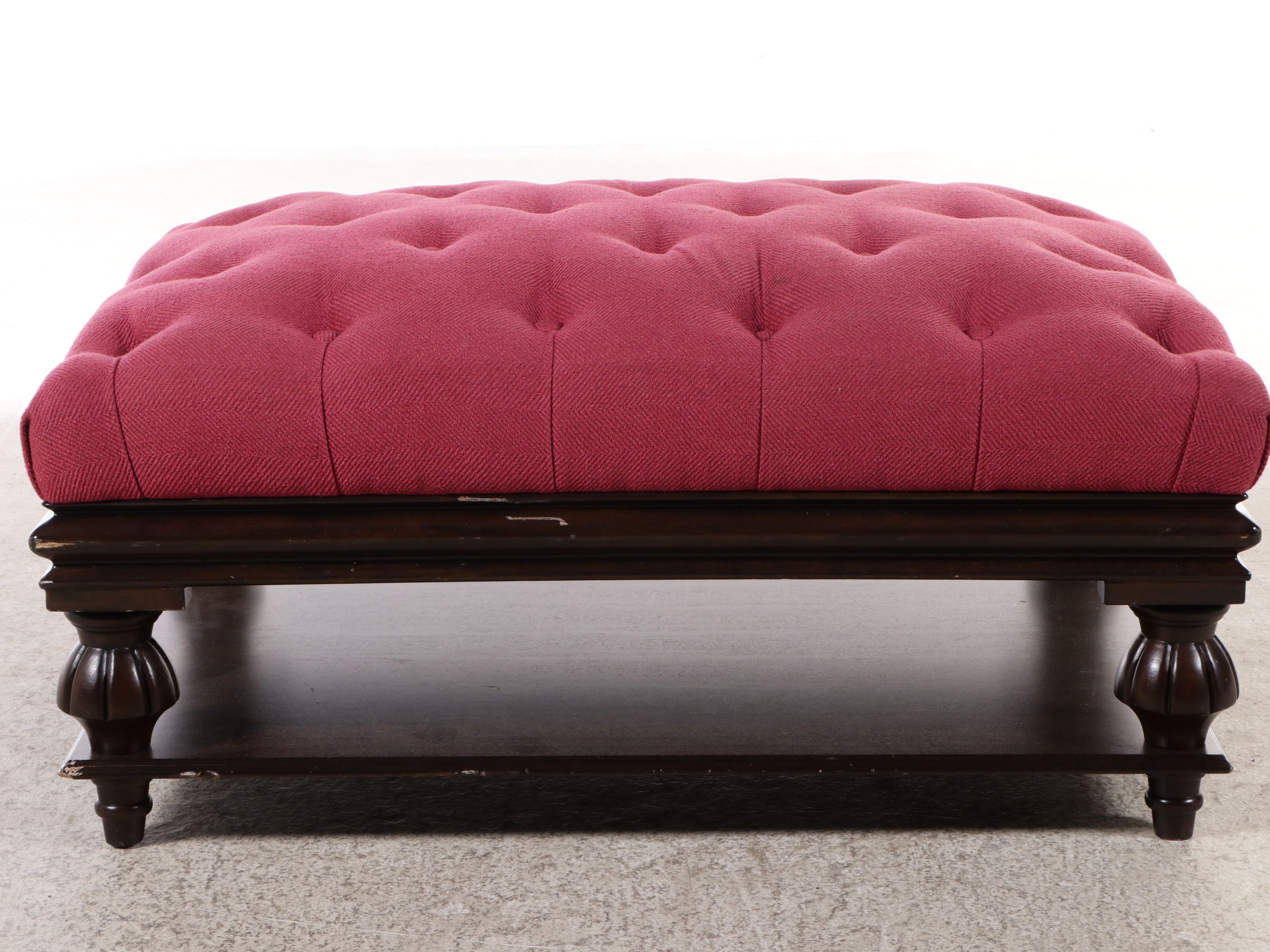Upholstered Button-Tufted Ottoman