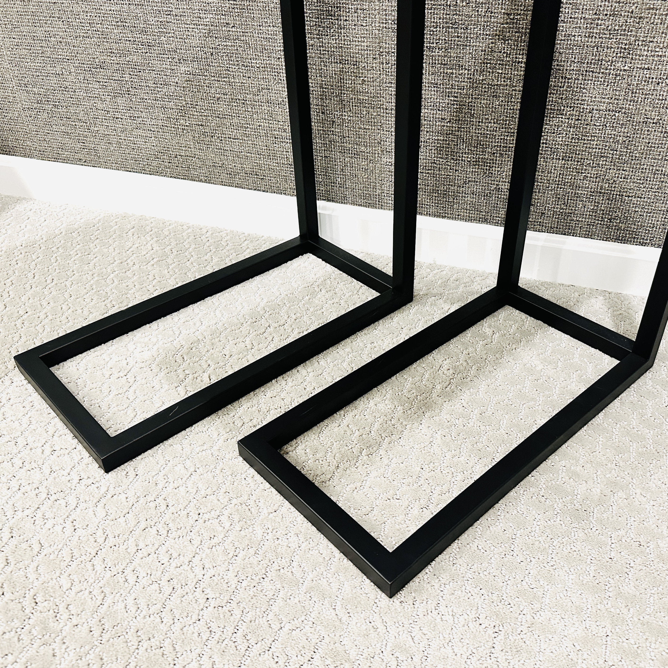 Pair of Modernist Style C-Shape Black Metal Accent Tables