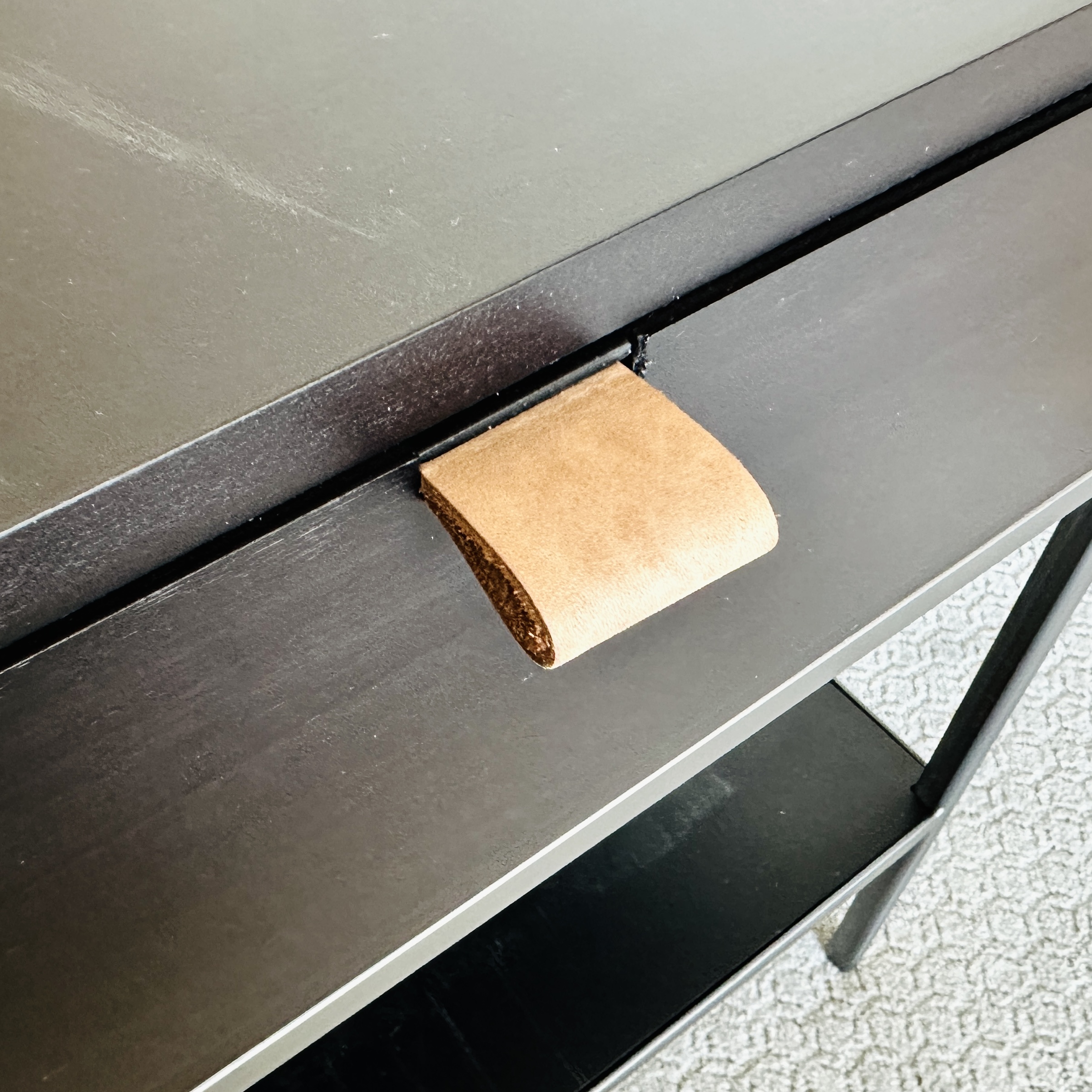 Pair of Four Hands "Trey" Ebonized Wood and Metal Nightstands