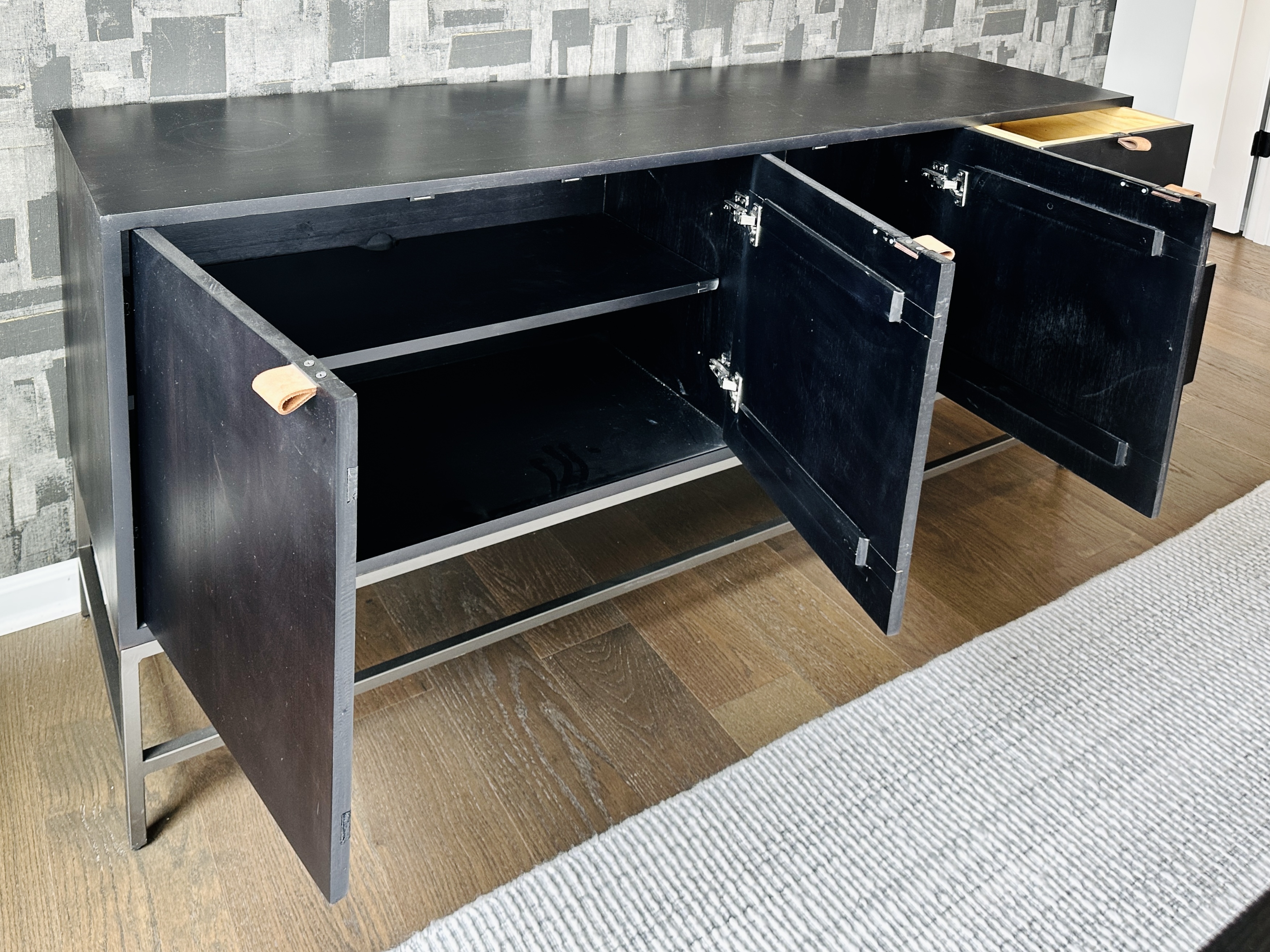 Four Hands "Trey" Poplar and Metal Credenza