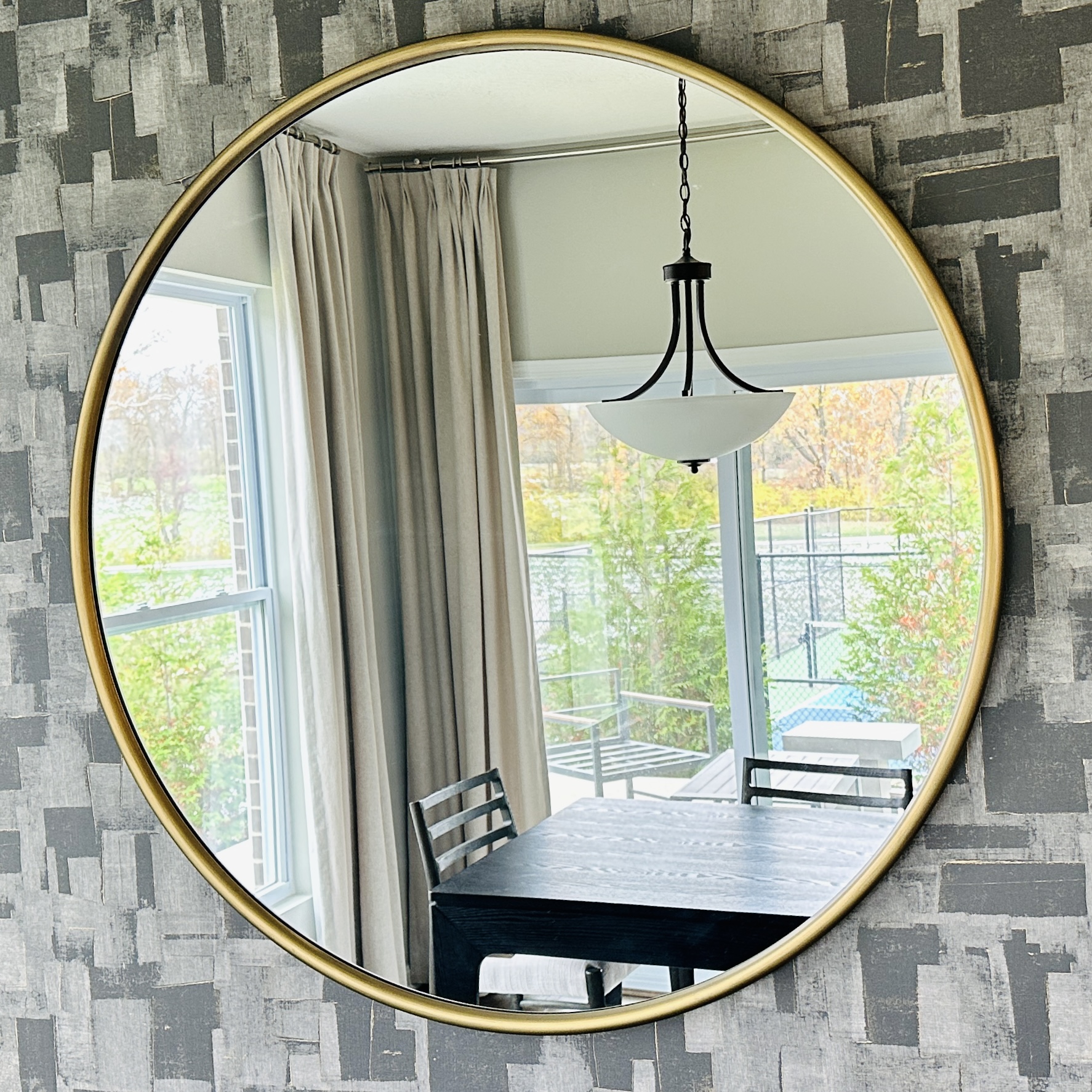 Contemporary Brushed Gold Tone Metal Framed Wall Mirror