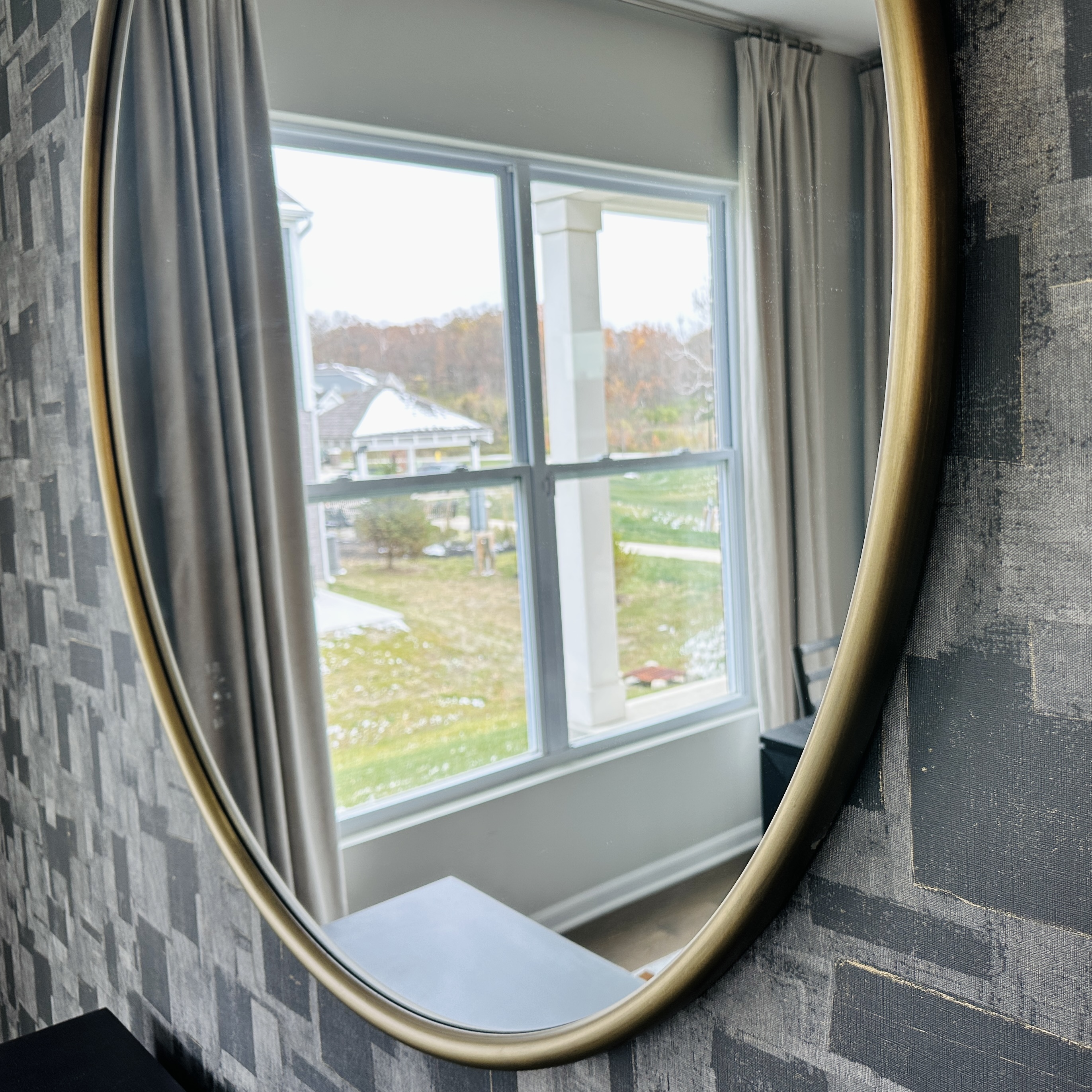 Contemporary Brushed Gold Tone Metal Framed Wall Mirror