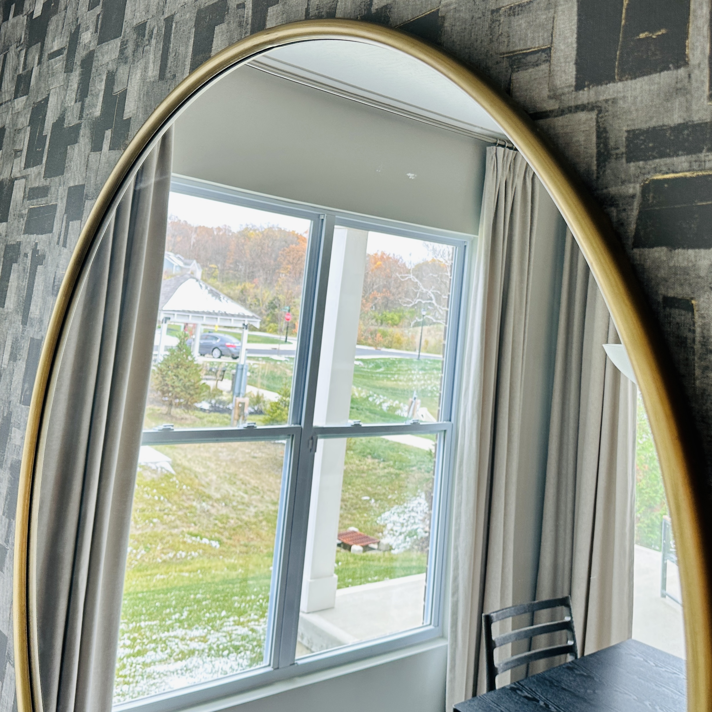 Contemporary Brushed Gold Tone Metal Framed Wall Mirror