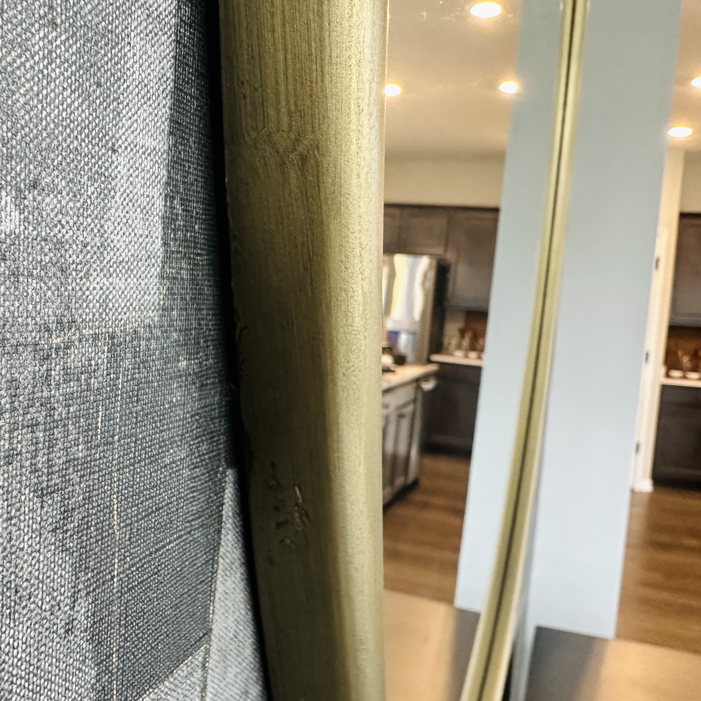 Contemporary Brushed Gold Tone Metal Framed Wall Mirror