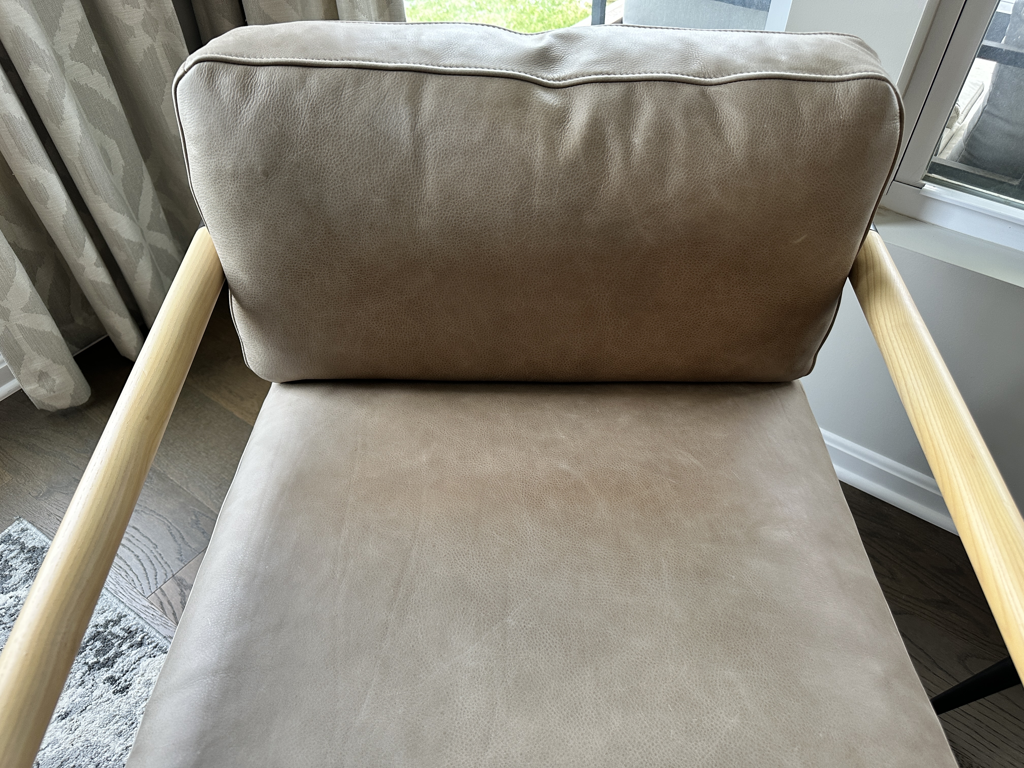 Pair of Four Hands "Rowen" Leather Upholstered Metal and Wood Armchairs