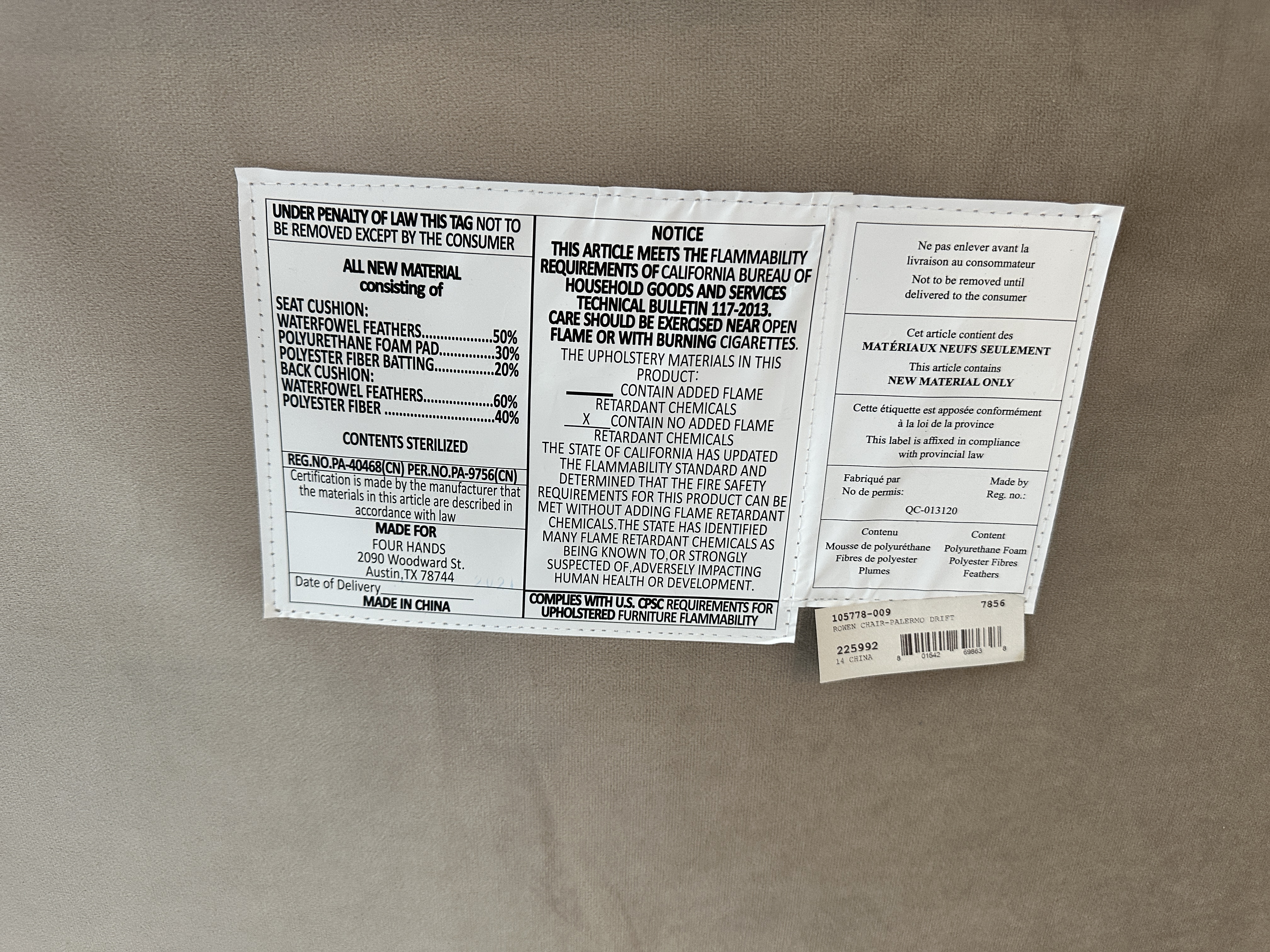 Pair of Four Hands "Rowen" Leather Upholstered Metal and Wood Armchairs