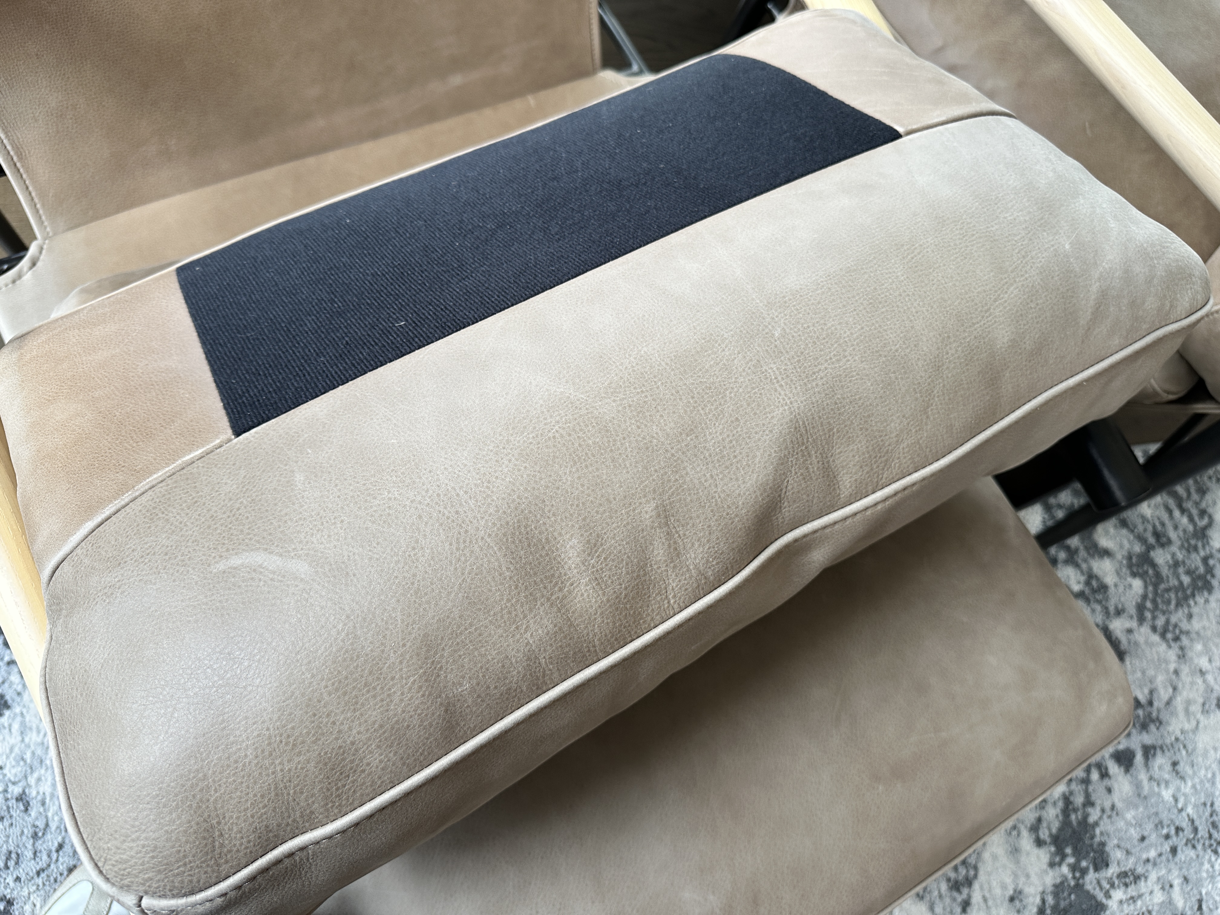 Pair of Four Hands "Rowen" Leather Upholstered Metal and Wood Armchairs