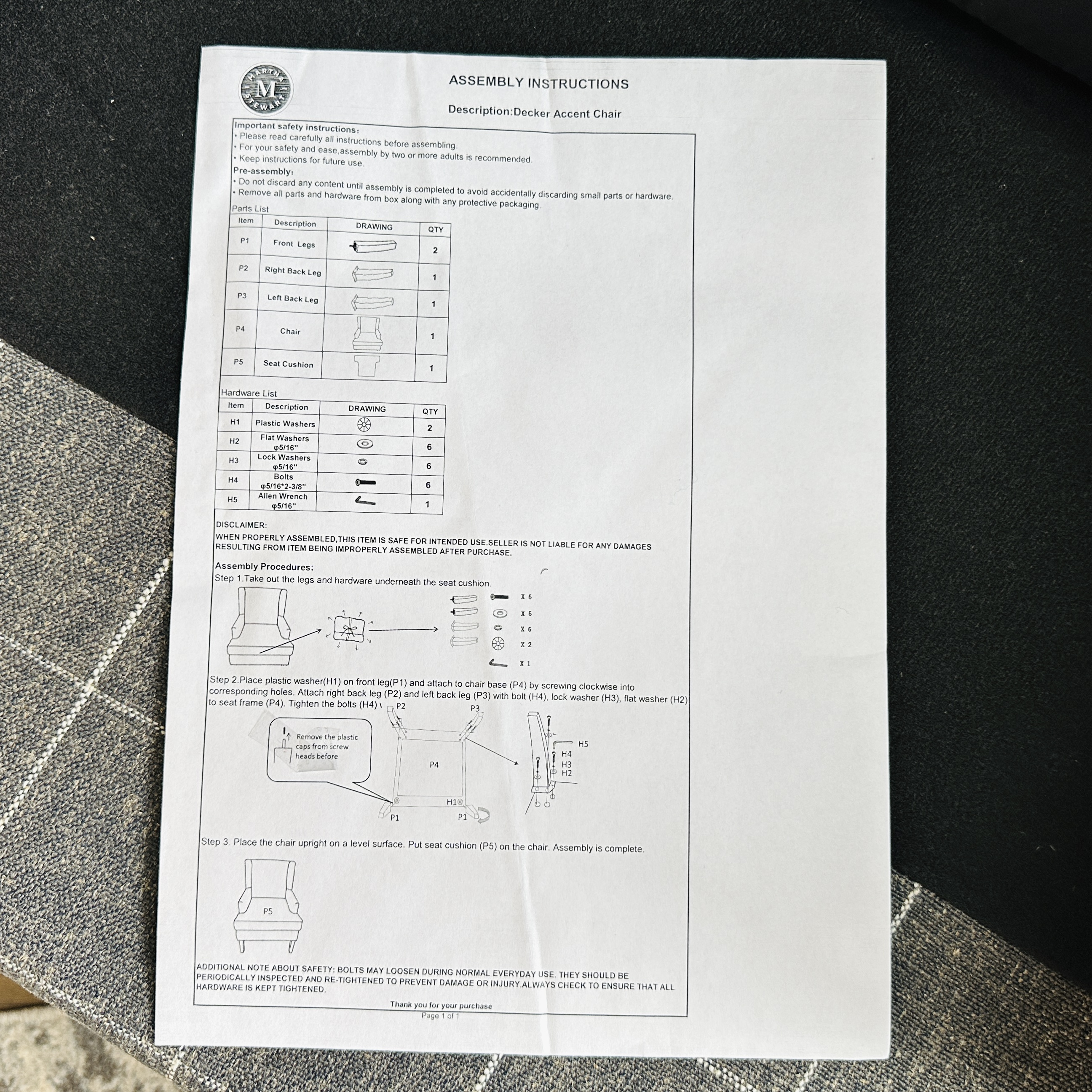 Martha Stewart Home "Decker" Accent Chair