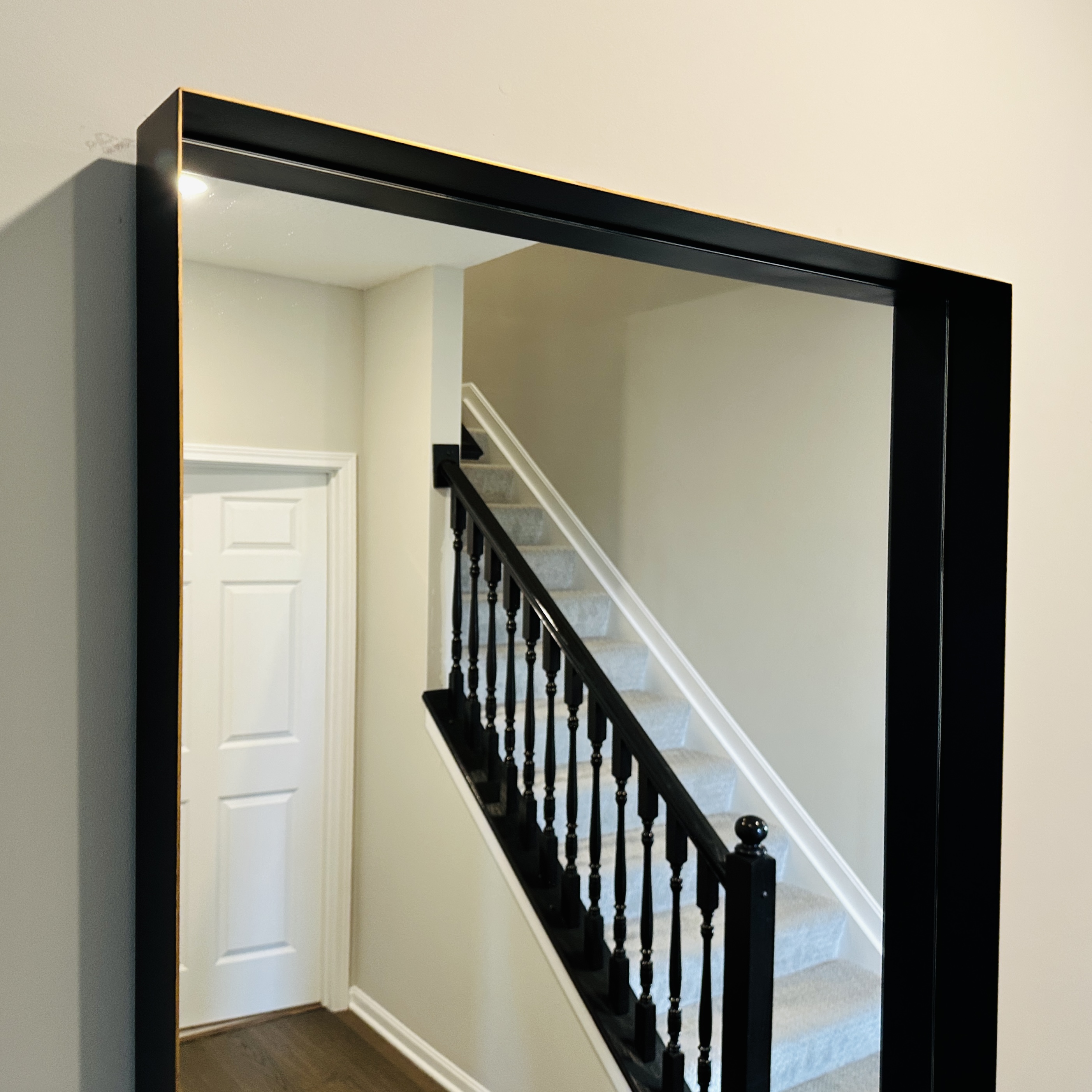 Contemporary Black and Gold Metal Framed Rectangular Wall Mirror