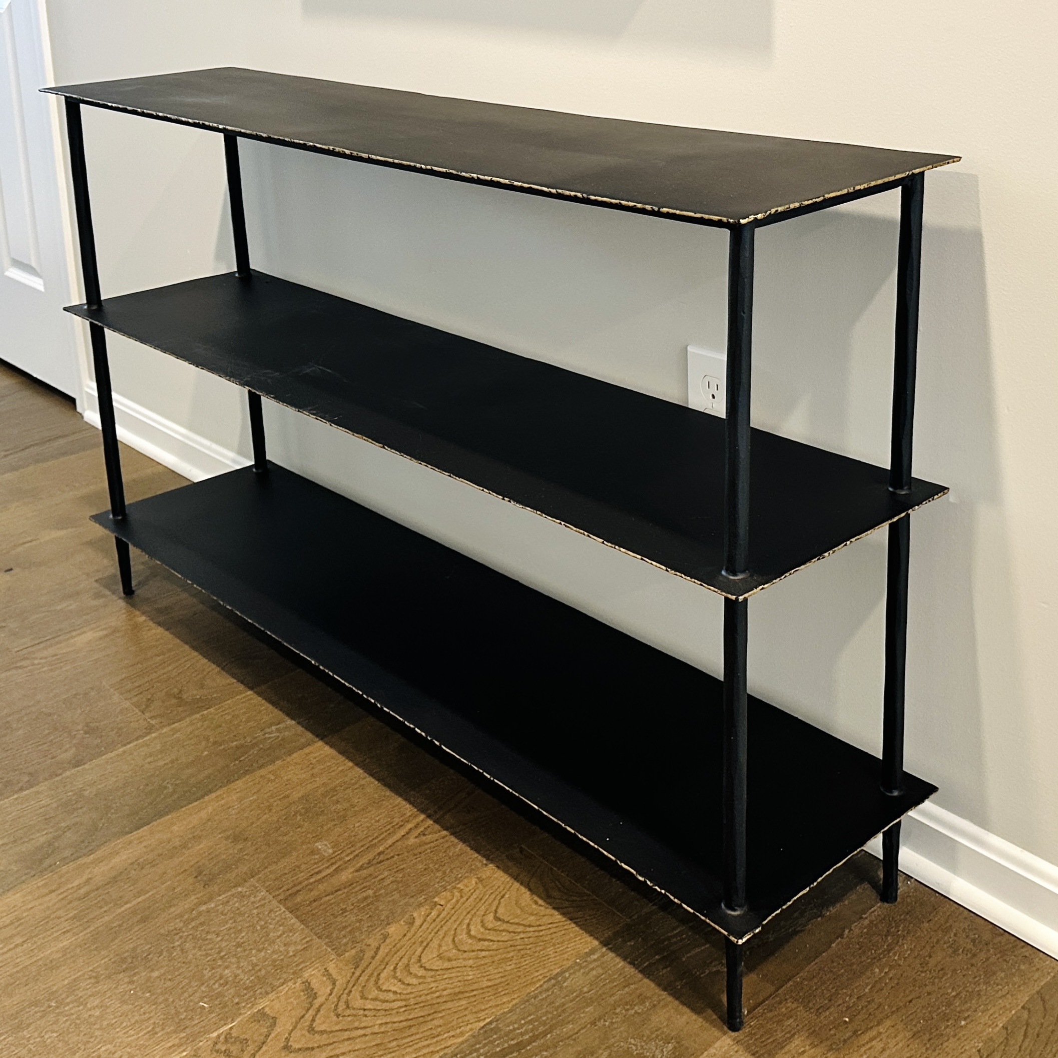 Four Hands "Trula" Three-Tier Metal Media Console in Rubbed Black