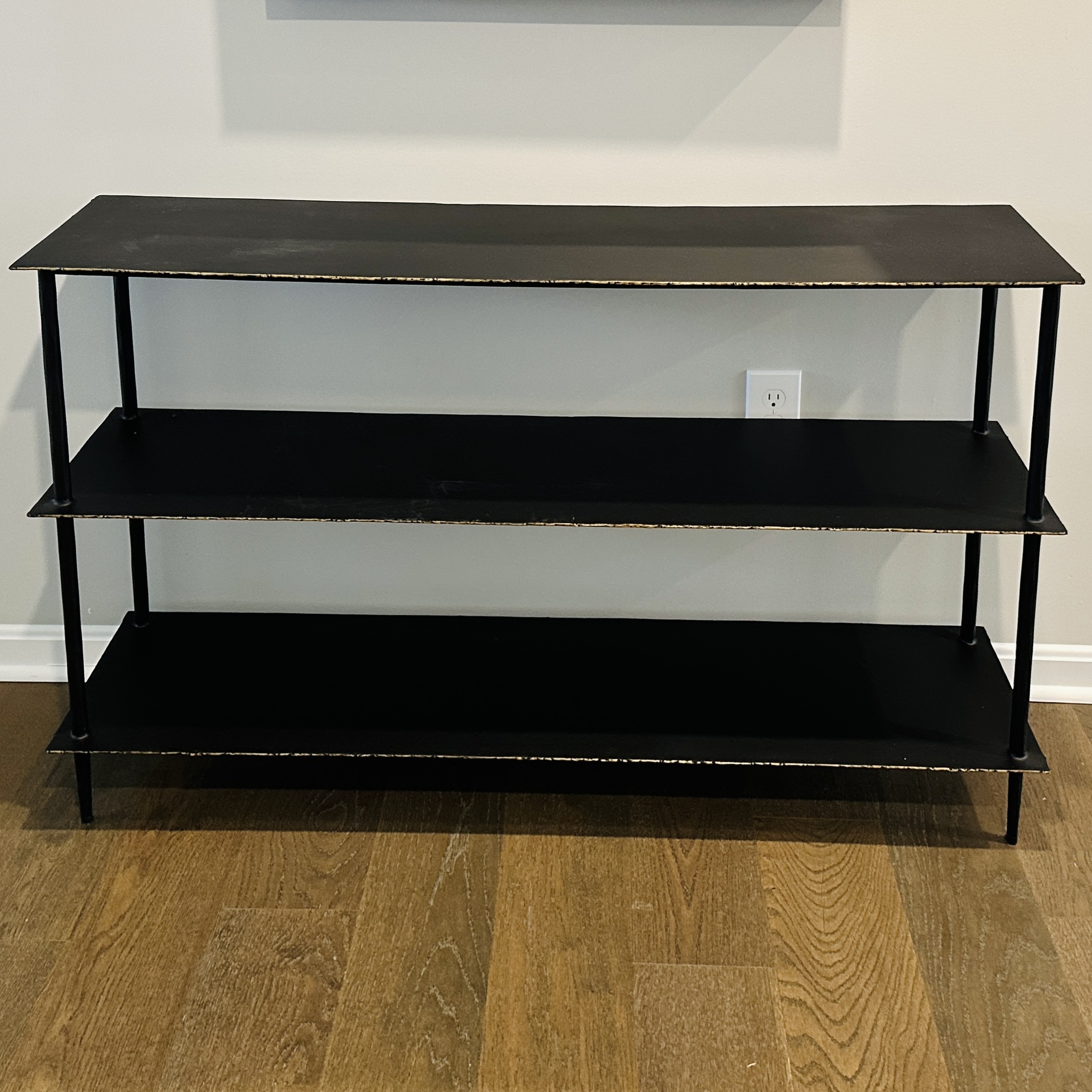 Four Hands "Trula" Three-Tier Metal Media Console in Rubbed Black